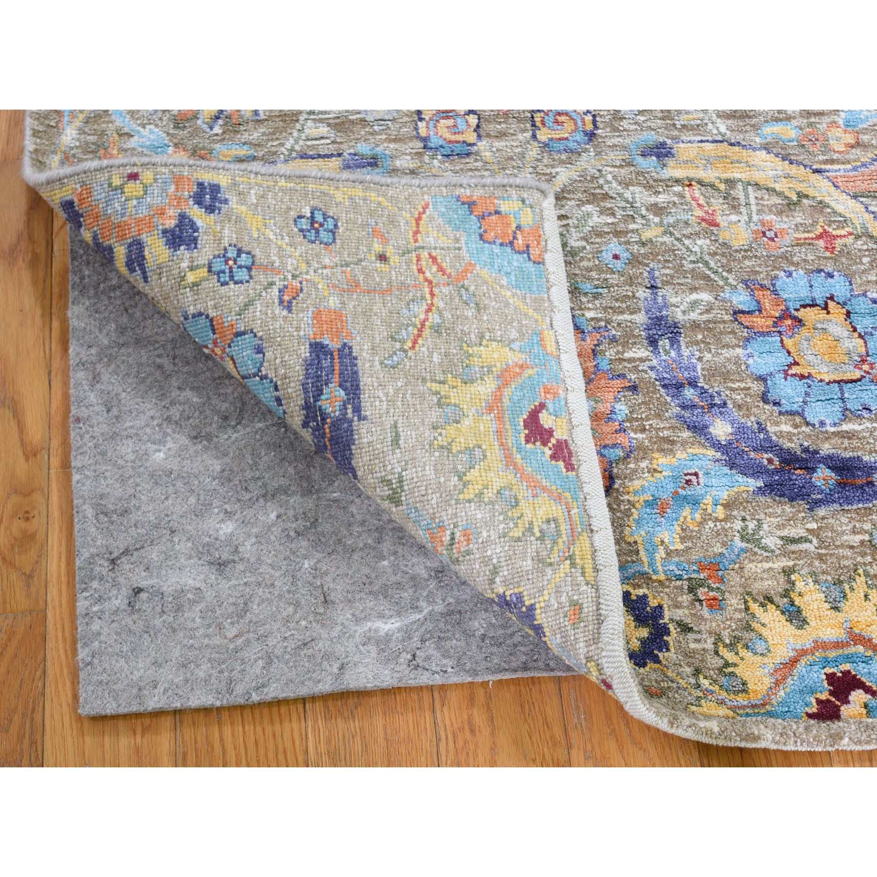 2-5 x6-2  Sickle Leaf Design Silk With Textured Wool Runner Hand Knotted Oriental Rug 