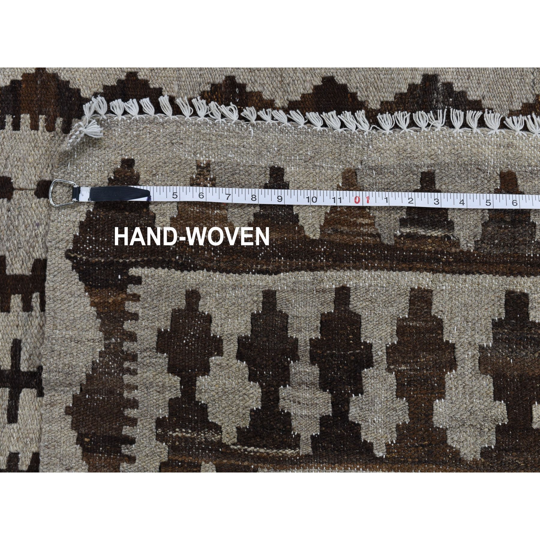 4-1 x16-4  Undyed Natural Wool Afghan Kilim Reversible XL Runner Hand Woven Oriental Rug 