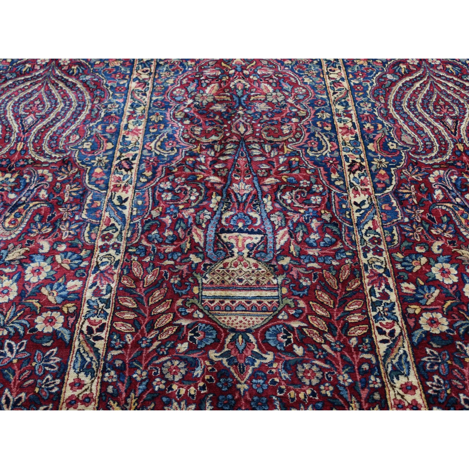 8-9 x19-9  Long And Narrow Red Antique Persian Kerman Full Pile Soft And Clean Hanging Lamps Hand Knotted Oriental Rug 
