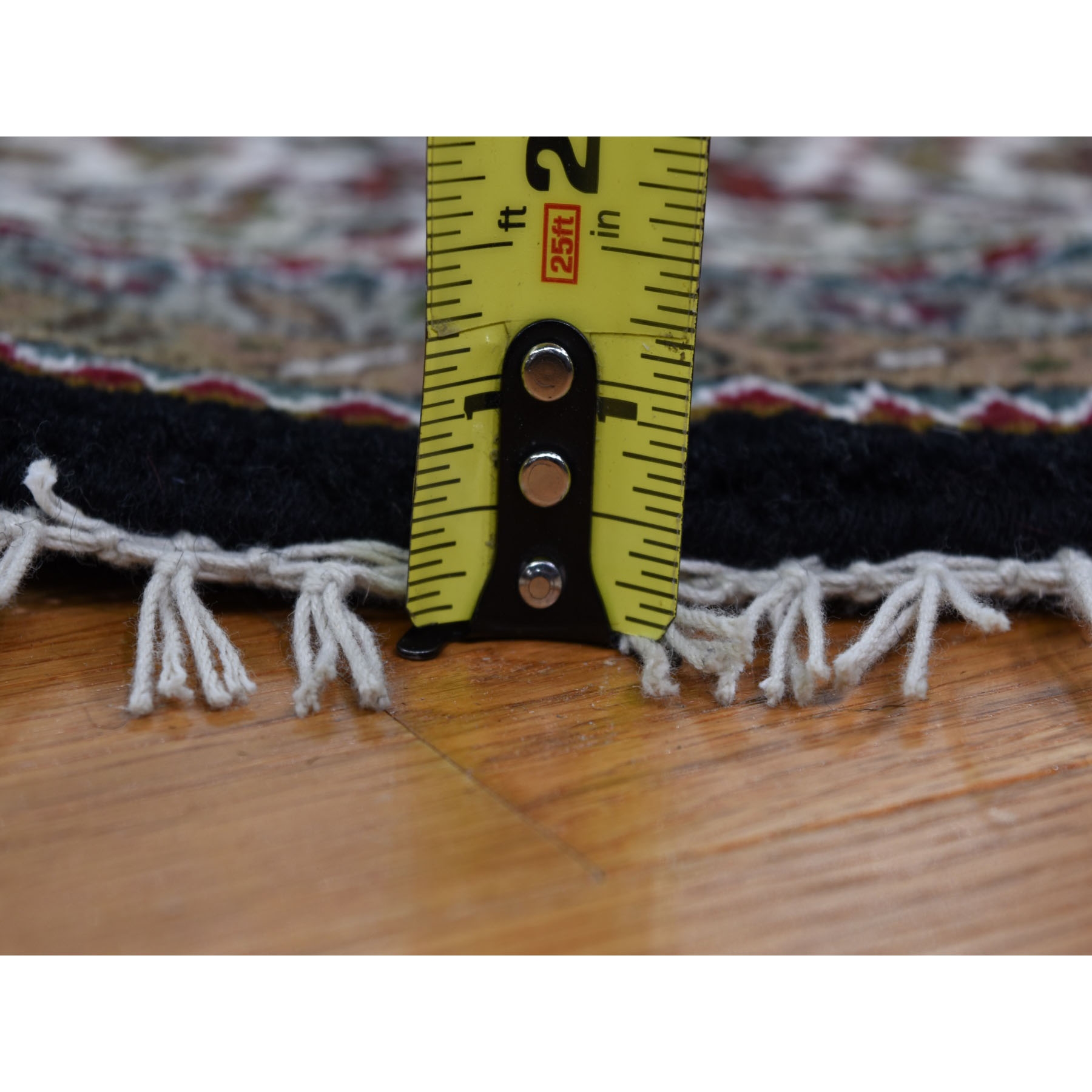 6-7 x6-7  Round Black Tabriz Mahi Wool and Silk Hand Knotted Oriental Rug 