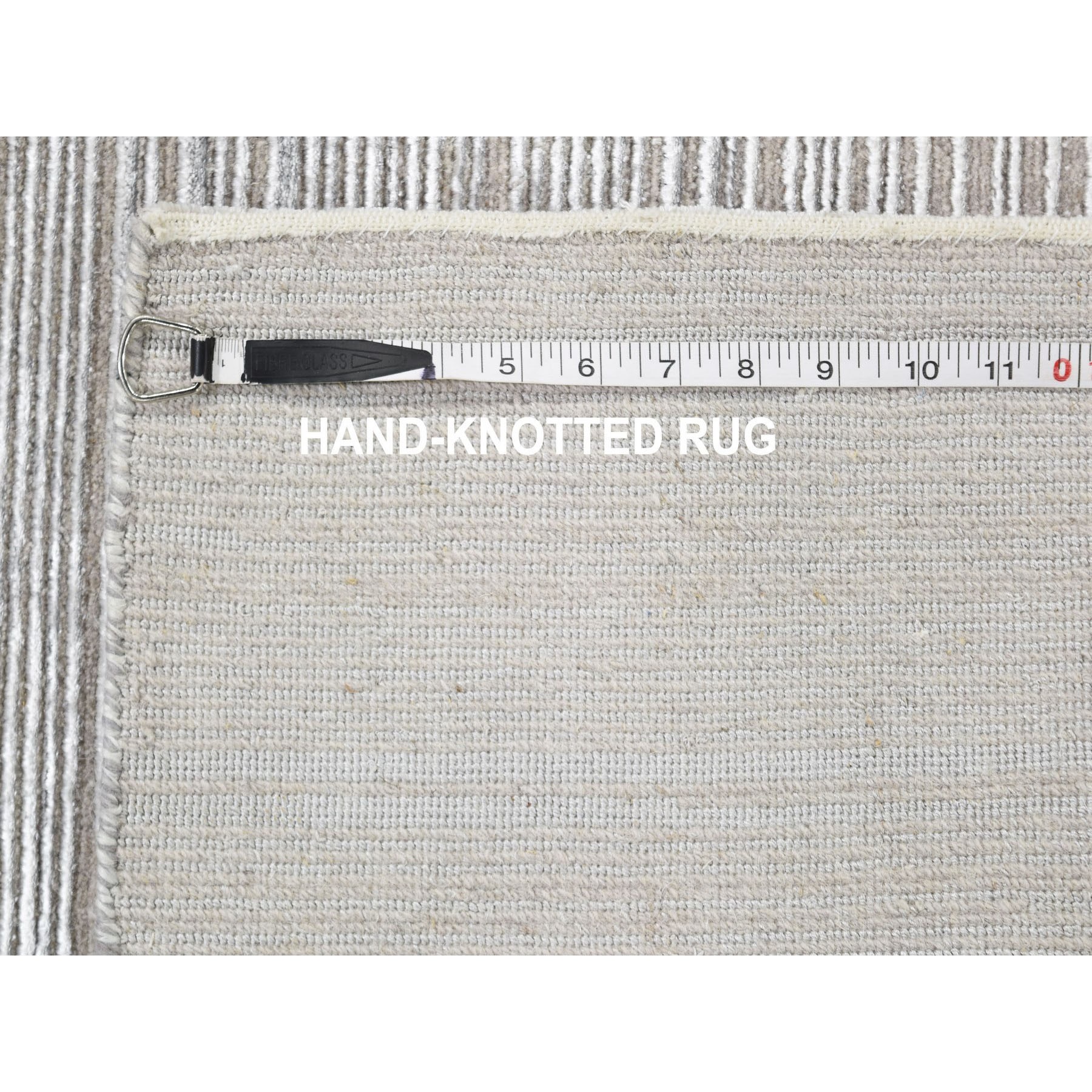 2-1 x3- Sampler Gray Wool And Silk Grass Design Hand Knotted Oriental Rug 