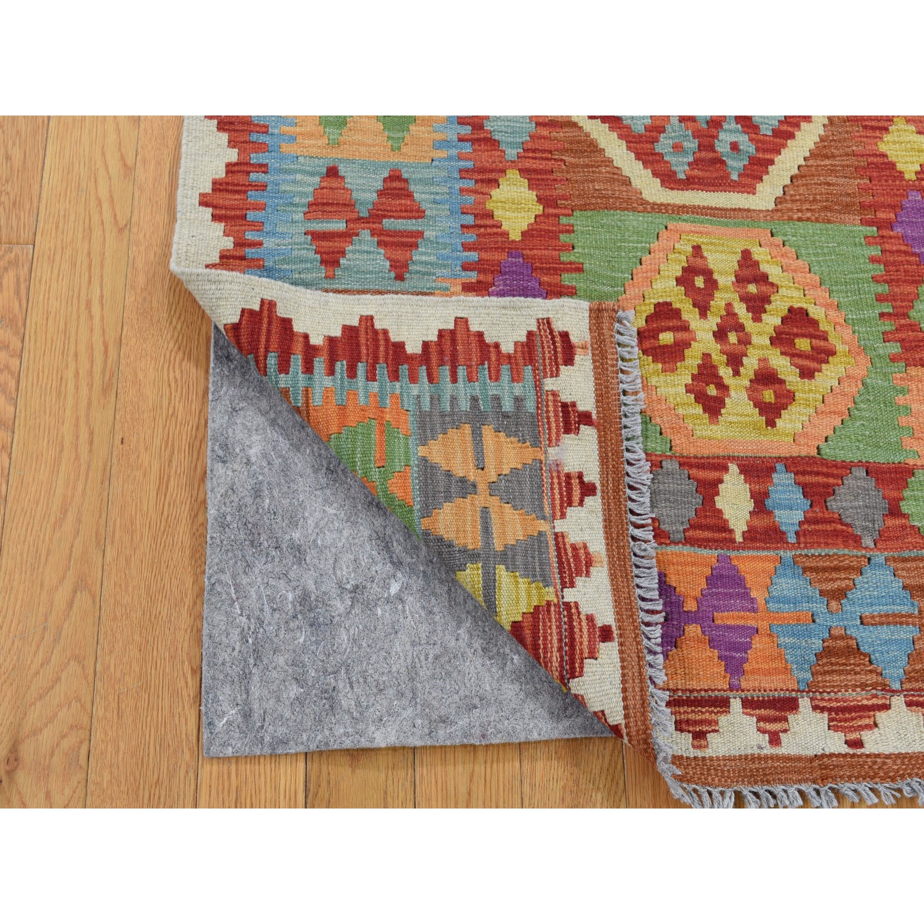 3-4 x4-9  Veggie Dyes Afghan Kilim Pure Wool Hand Woven Oriental Rug 