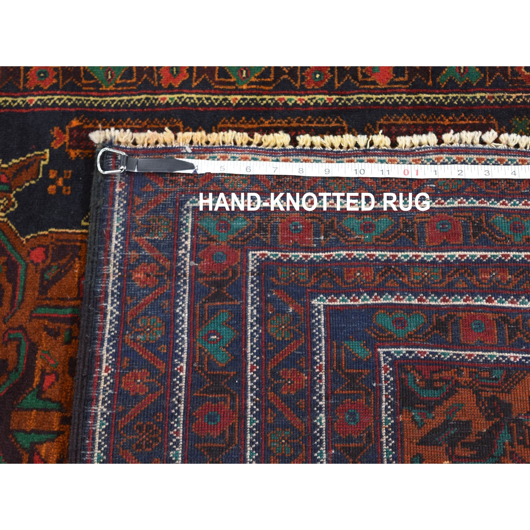 3-9 x6-7  Navy Blue Afghan Baluch Wide Runner Pure Wool Hand Knotted Oriental Rug 