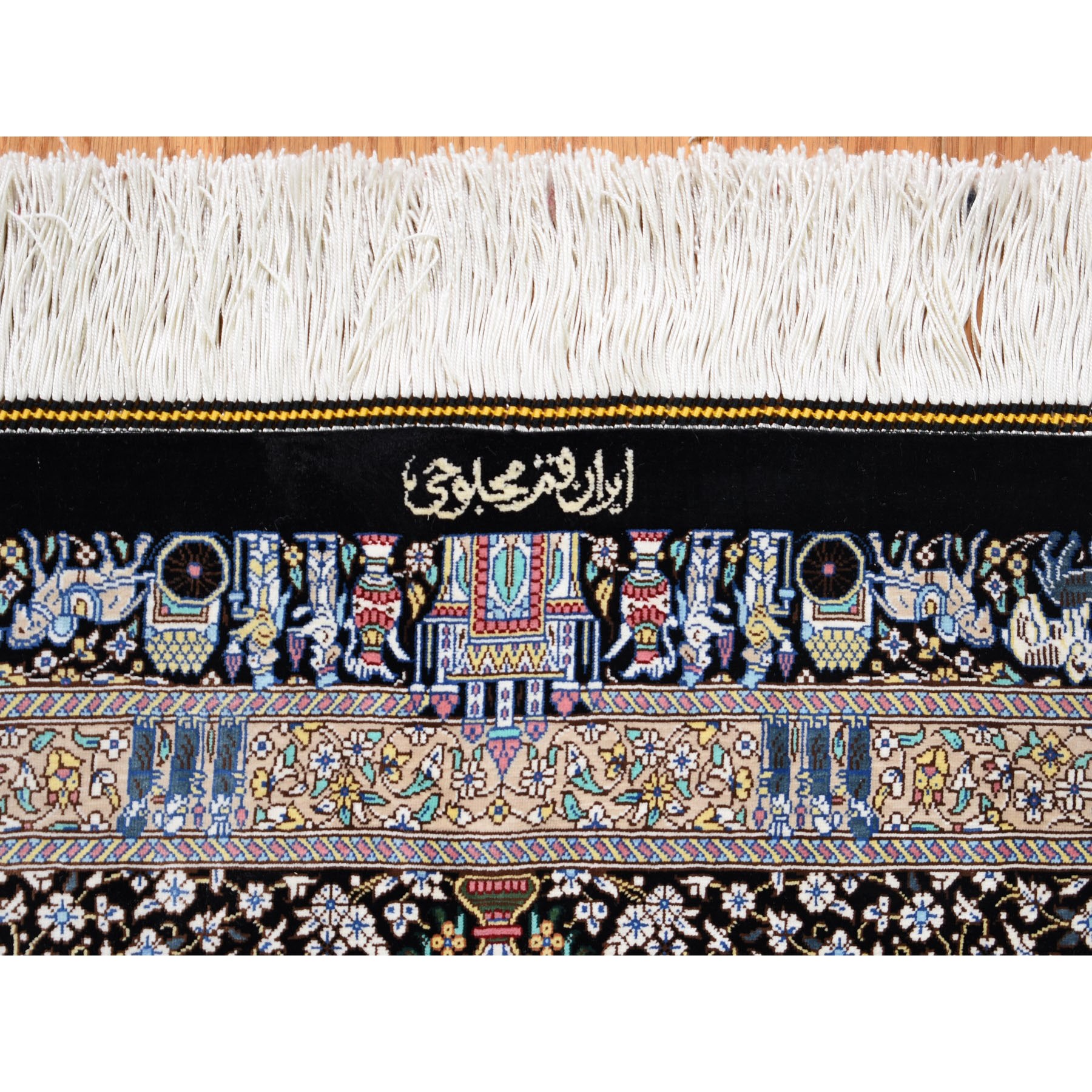 6-6 x10-2  Persian Silk Qum, Signed ,600 KPSI, Horse Carriages ,Kings, Hand Knotted Oriental Rug 
