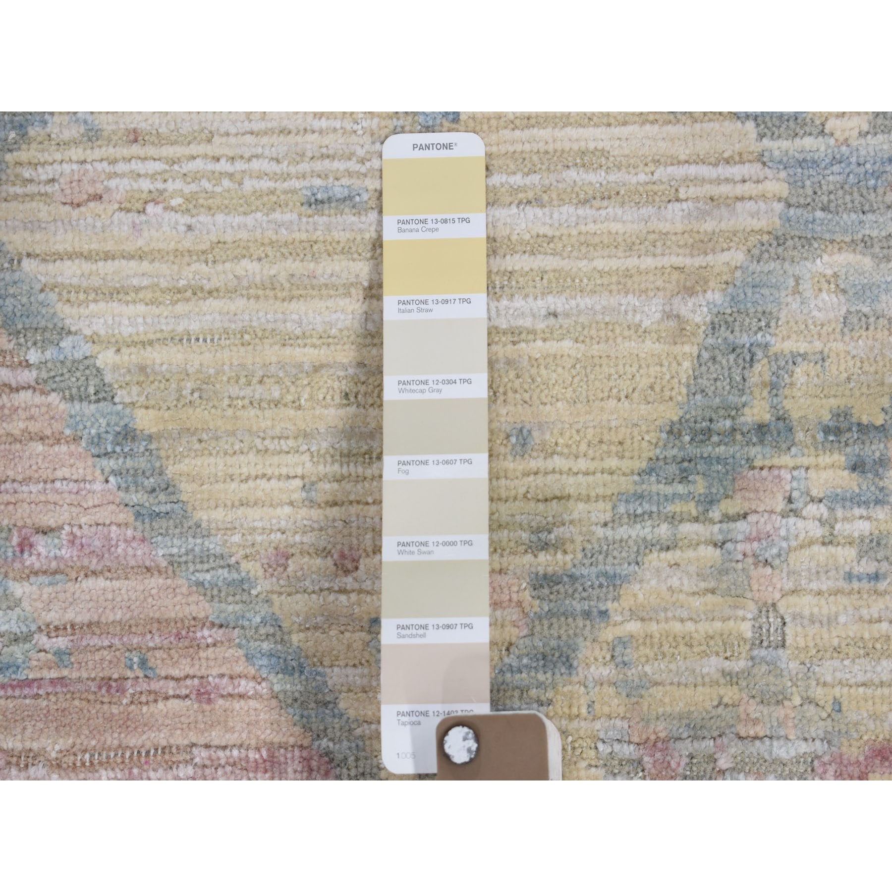 9-x11-10  Pastel Colors Textured Wool And Pure Silk Genuine Hand Knotted Oriental Rug 