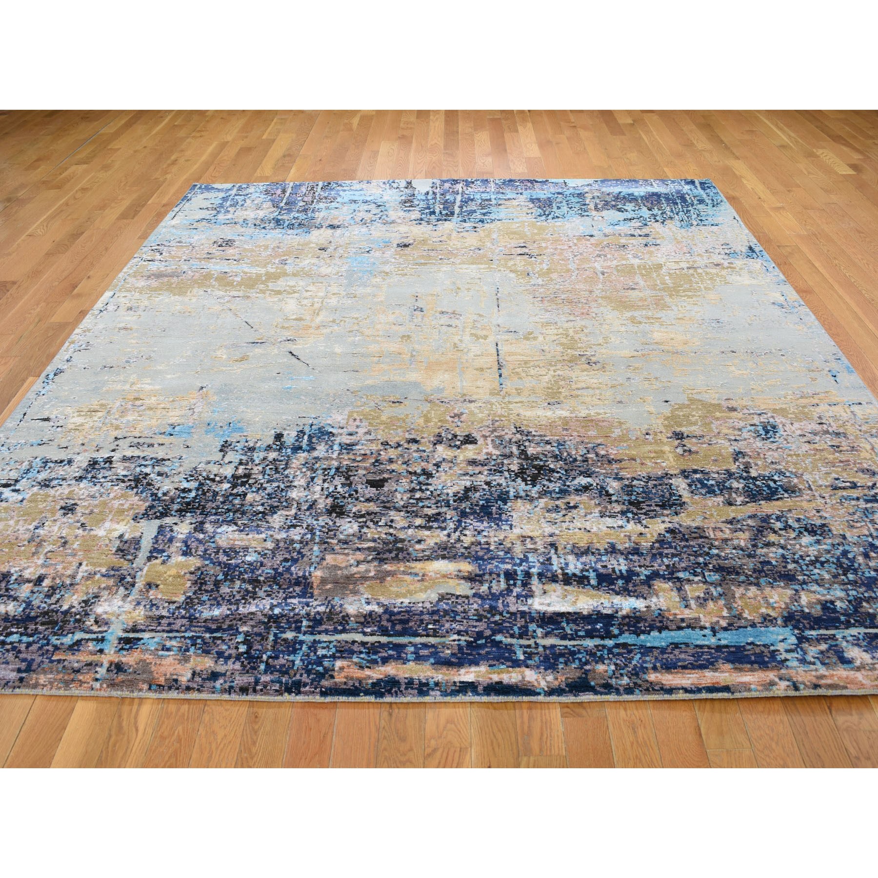 8-1 x10- Wool and Silk Abstract Design Hand Knotted Oriental Rug 