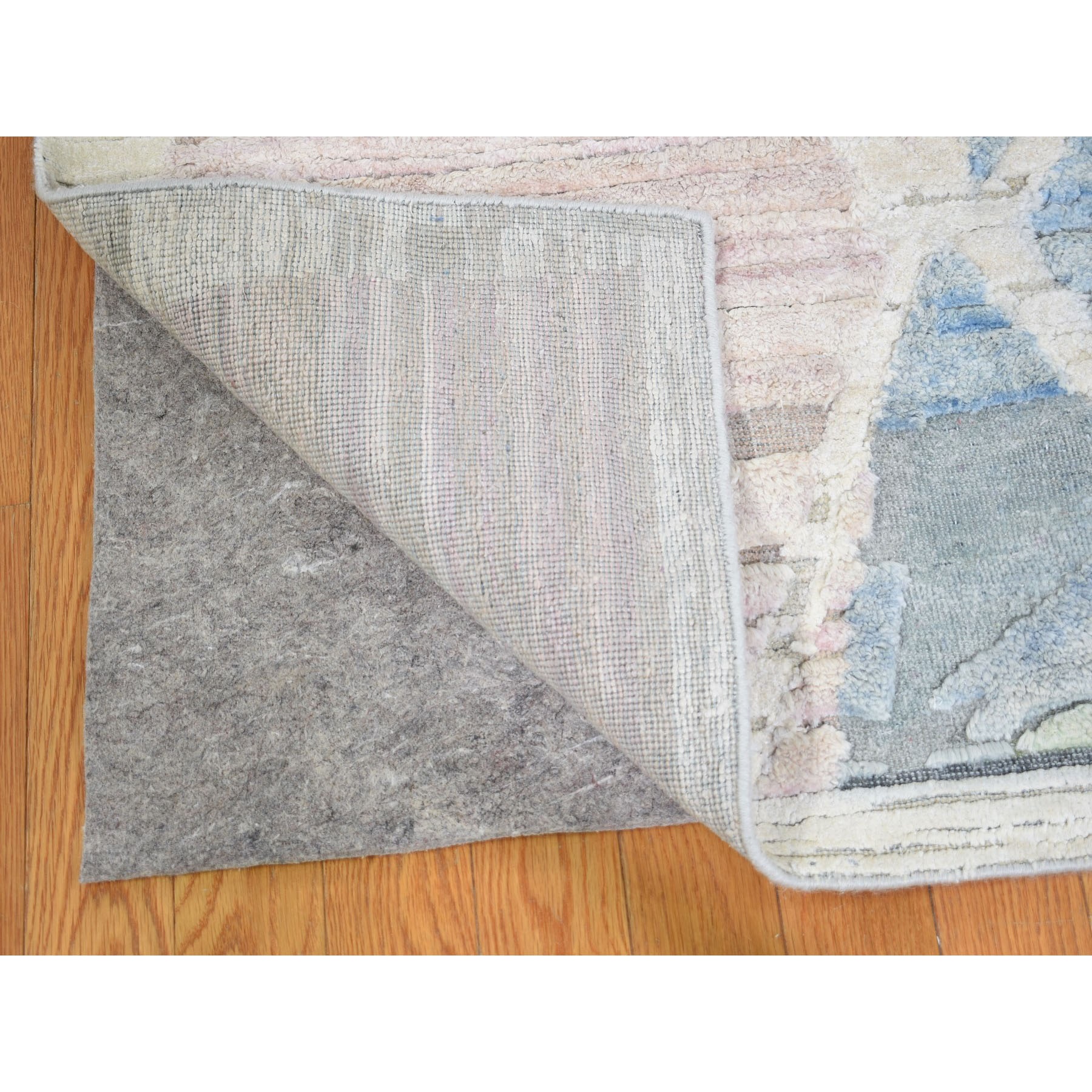 9-x12- Pastel Pure Silk With Textured Wool Hi-low Hand Knotted Oriental Rug 