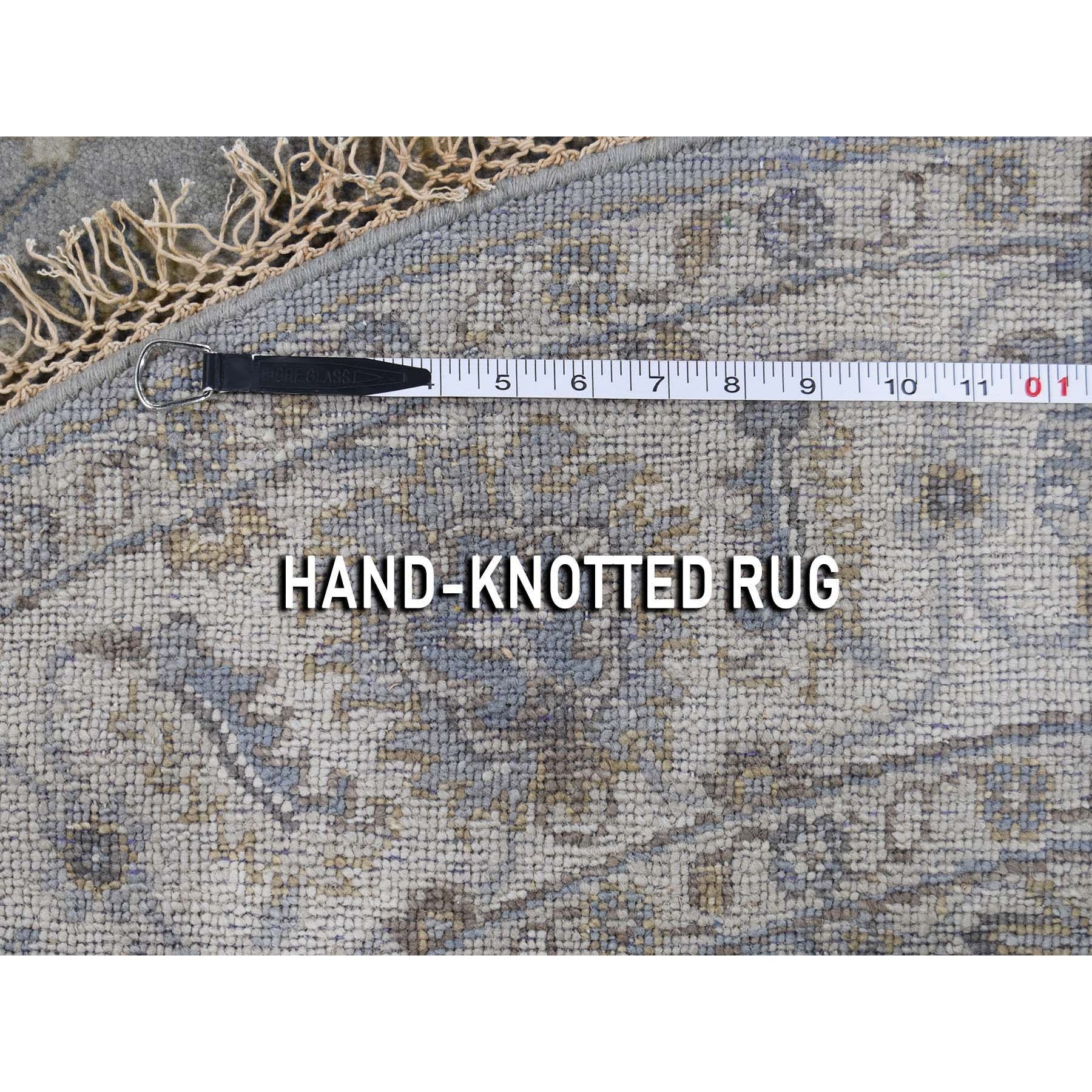 6-2 x6-2  Gray Karajeh Design Pure Wool Hand-Knotted Round Oriental Rug 