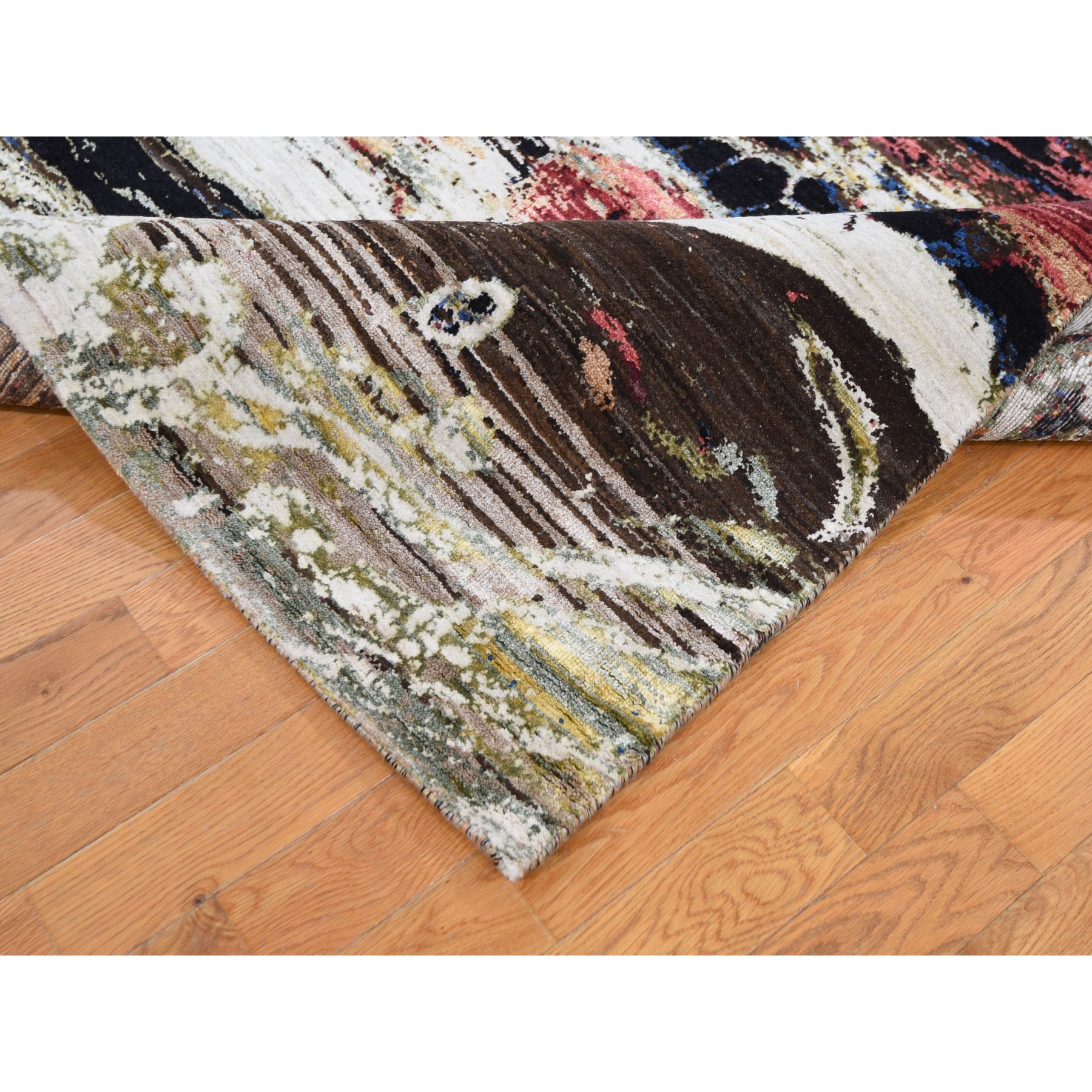 5-10 x9-2  Geological Modern Design Wool And Silk Hand Knotted Oriental Rug 