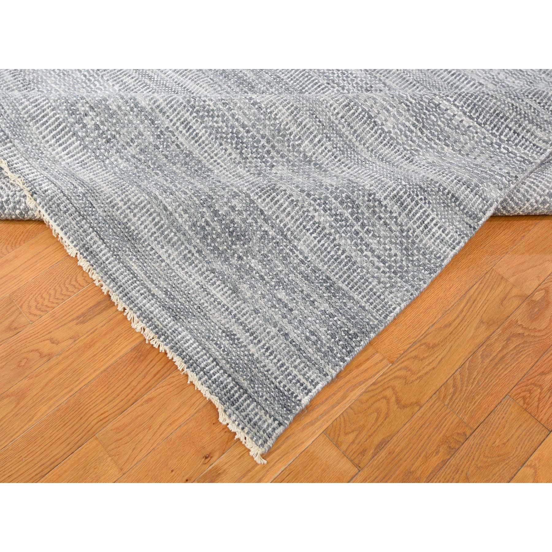 12-x14-7  Oversized Gray Grass Design Thick And Plush Wool And Silk Hand Knotted Oriental Rug 