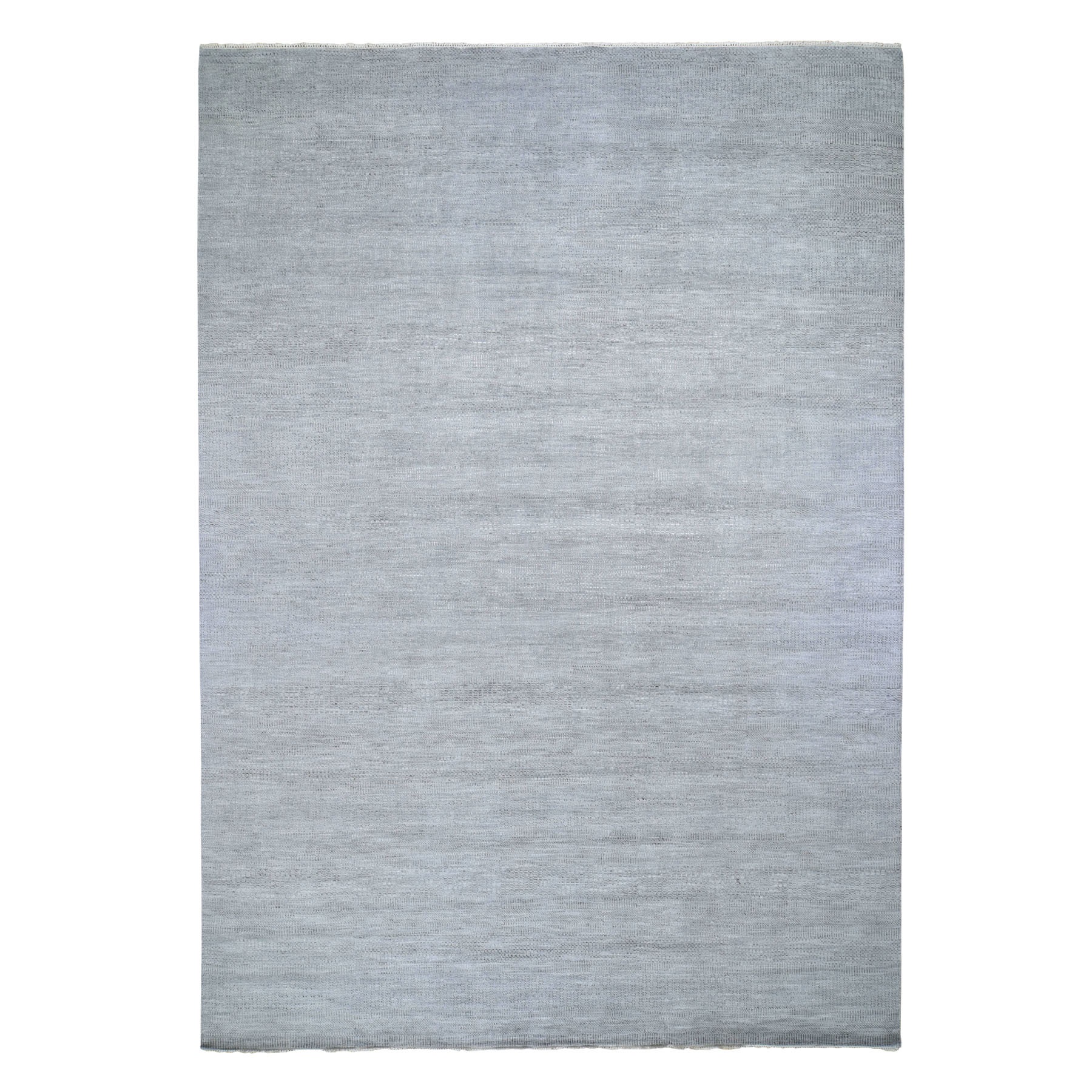 10'3"X14'5" Gray Grass Design Thick And Plush Wool And Silk Hand Knotted Oriental Rug moad8b9d