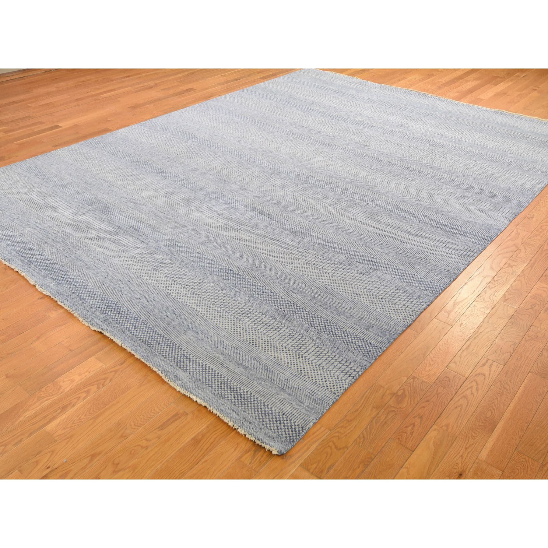 9-x12-3  Blue Grass Design Wool And Silk Hand Knotted Oriental Rug 