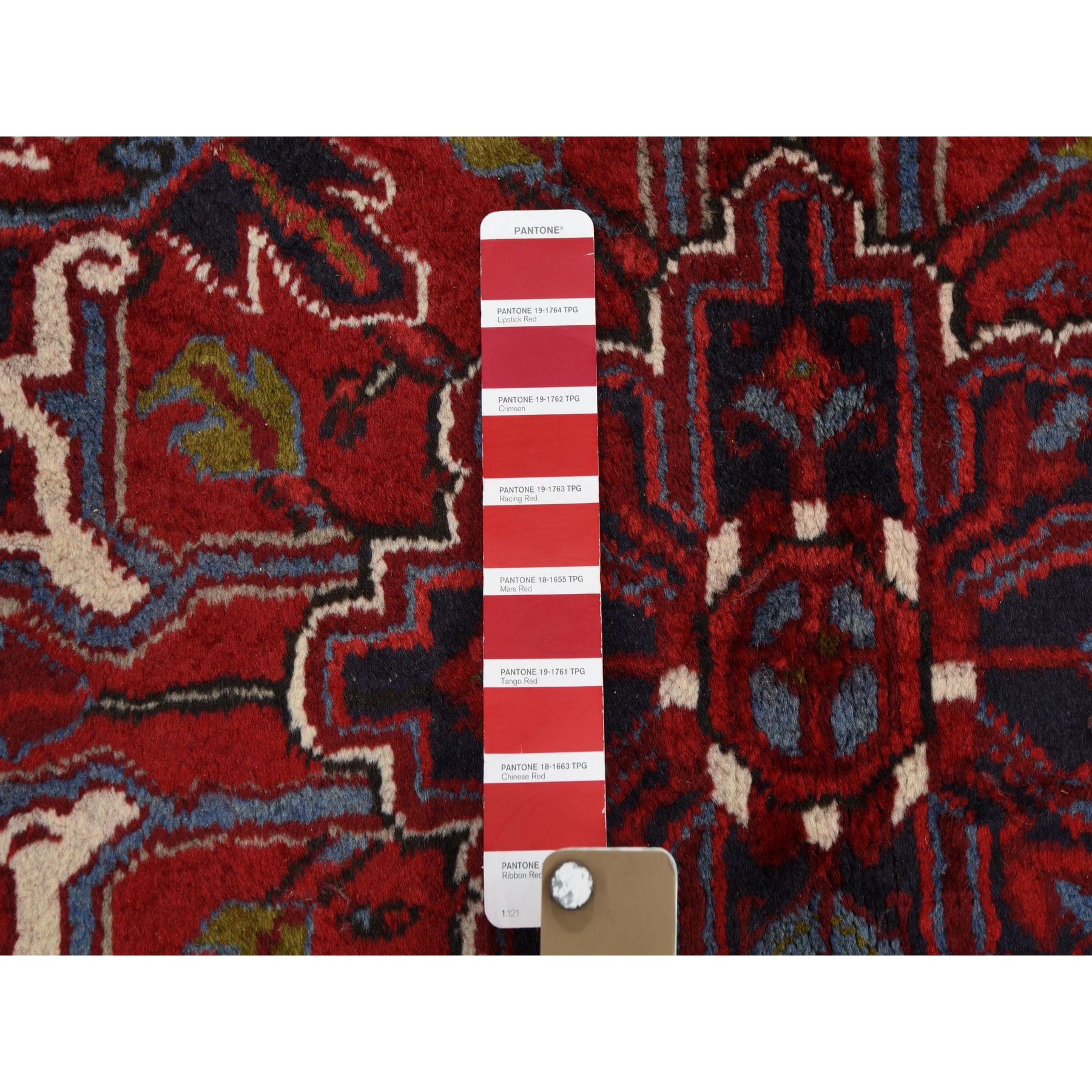 7-6 x10-6  Red Semi Antique Persian Heriz Geometric Design Thick and Plush Hand Knotted Oriental Rug 