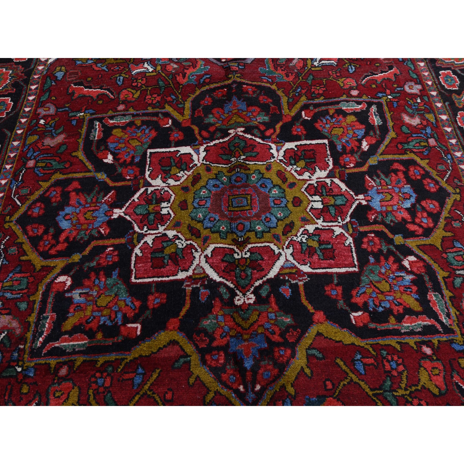 7-2 x10-3  Red Semi Antique Persian Heriz Flower Design Thick and Plush Hand Knotted Oriental Rug 