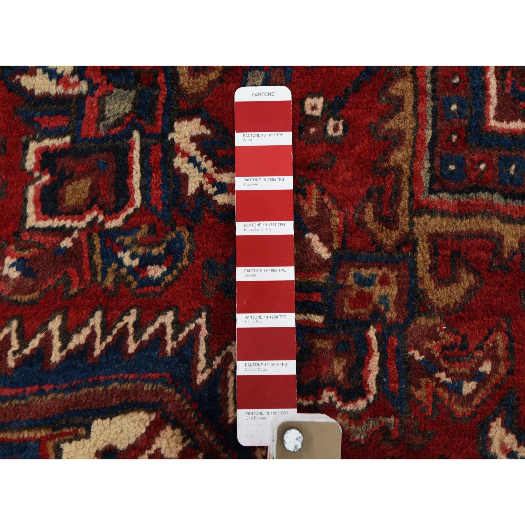 7-3 x10-4  Red Semi Antique Persian Heriz Geometric Design Thick and Plush Hand Knotted Oriental Rug 