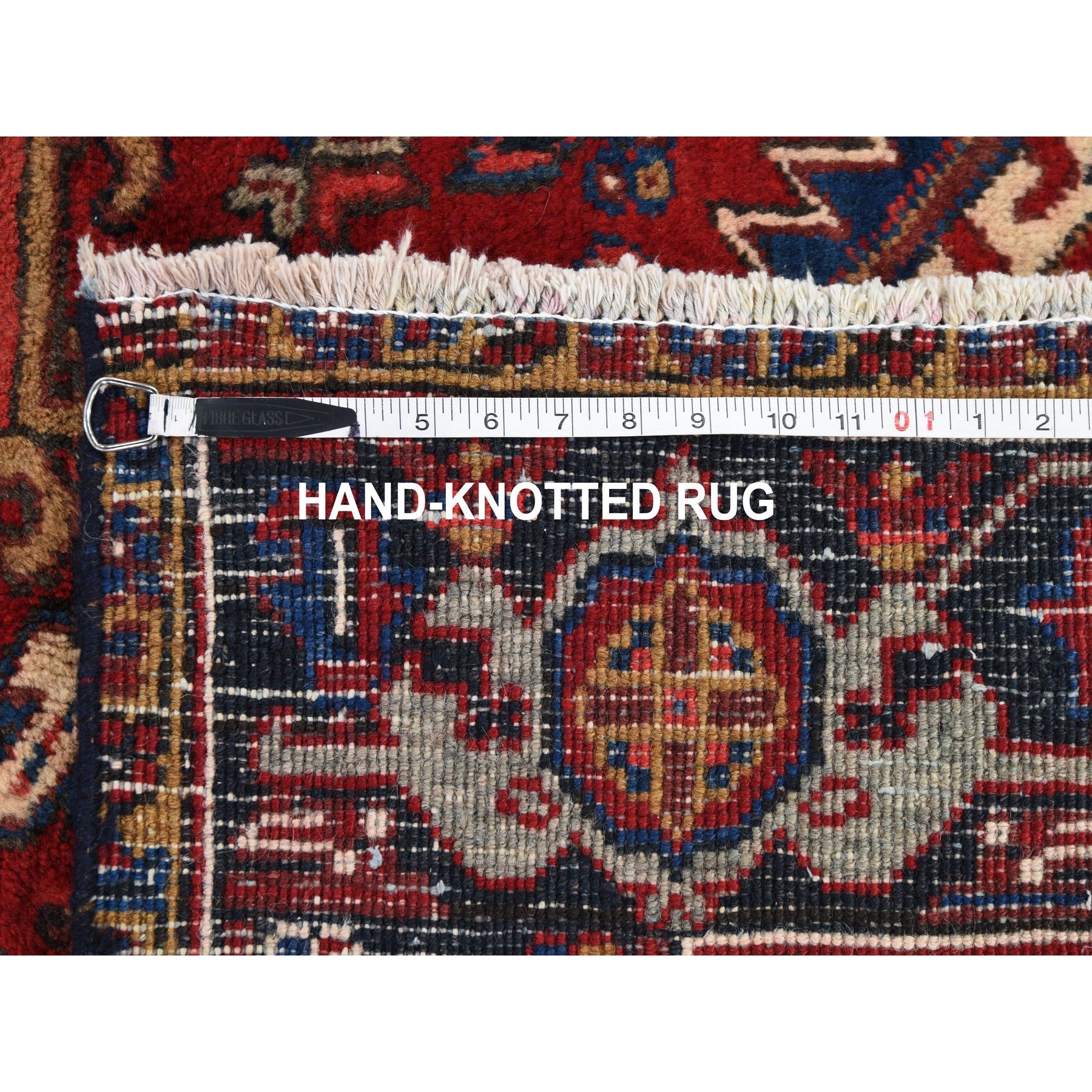7-3 x10-4  Red Semi Antique Persian Heriz Geometric Design Thick and Plush Hand Knotted Oriental Rug 