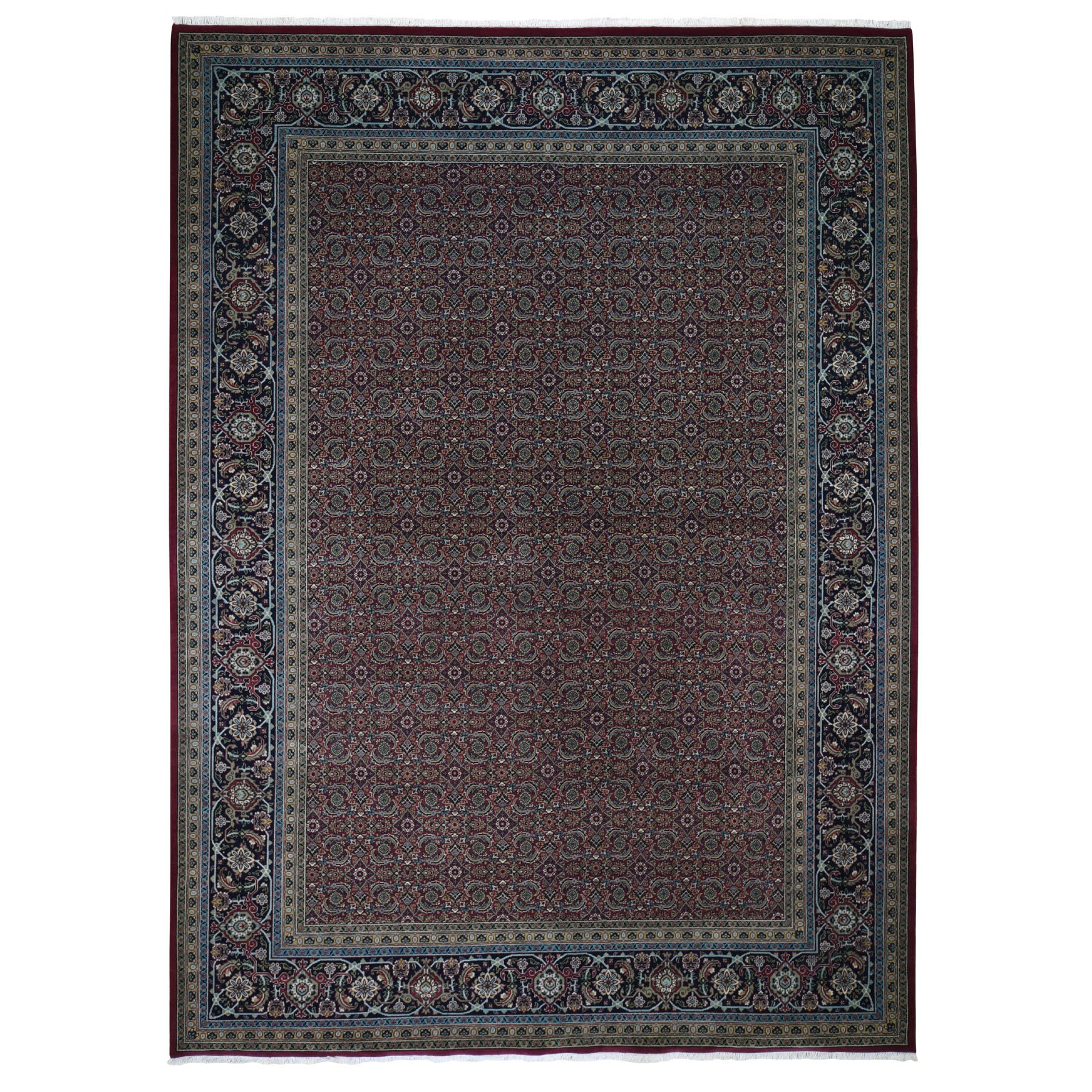 9-7 x13-5  Herati Fish Design 175 KPSI Hand Knotted Wool And Silk Oriental Rug 