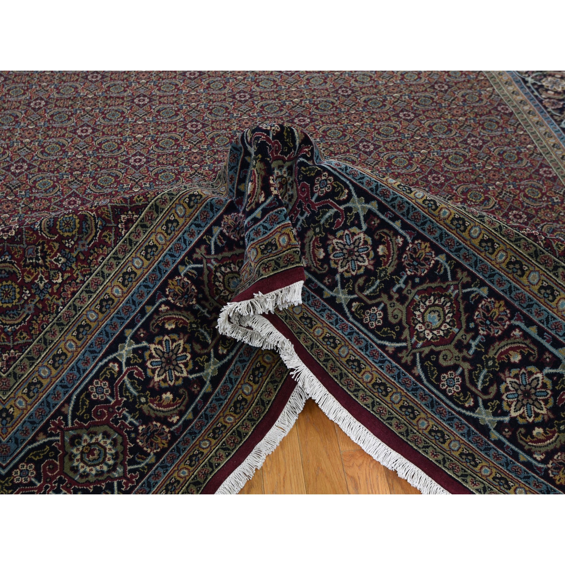 9-7 x13-5  Herati Fish Design 175 KPSI Hand Knotted Wool And Silk Oriental Rug 
