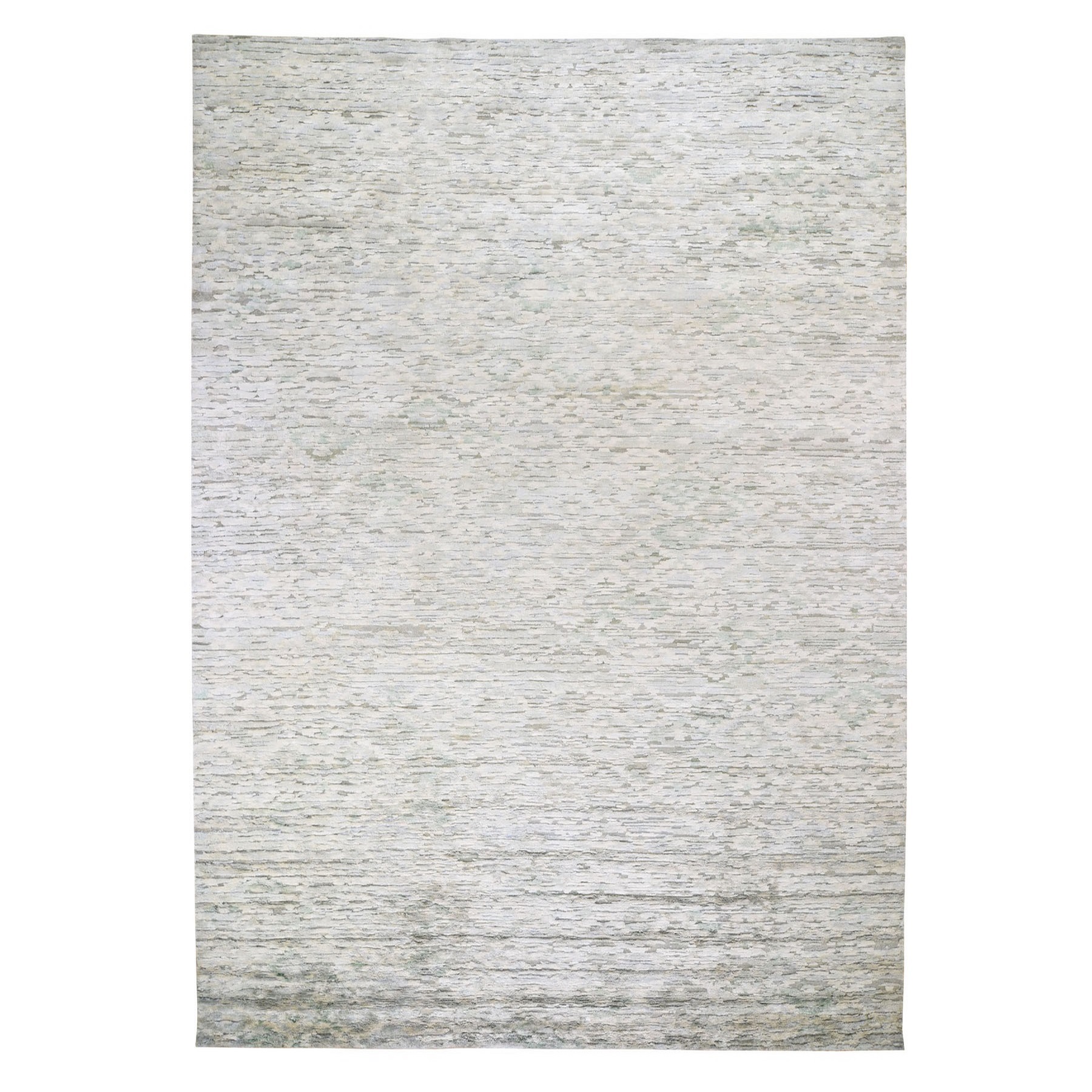 9'10"X14' Ivory Pure Silk With Textured Wool Fluffy Collection Hand Knotted Oriental Rug moad8cec