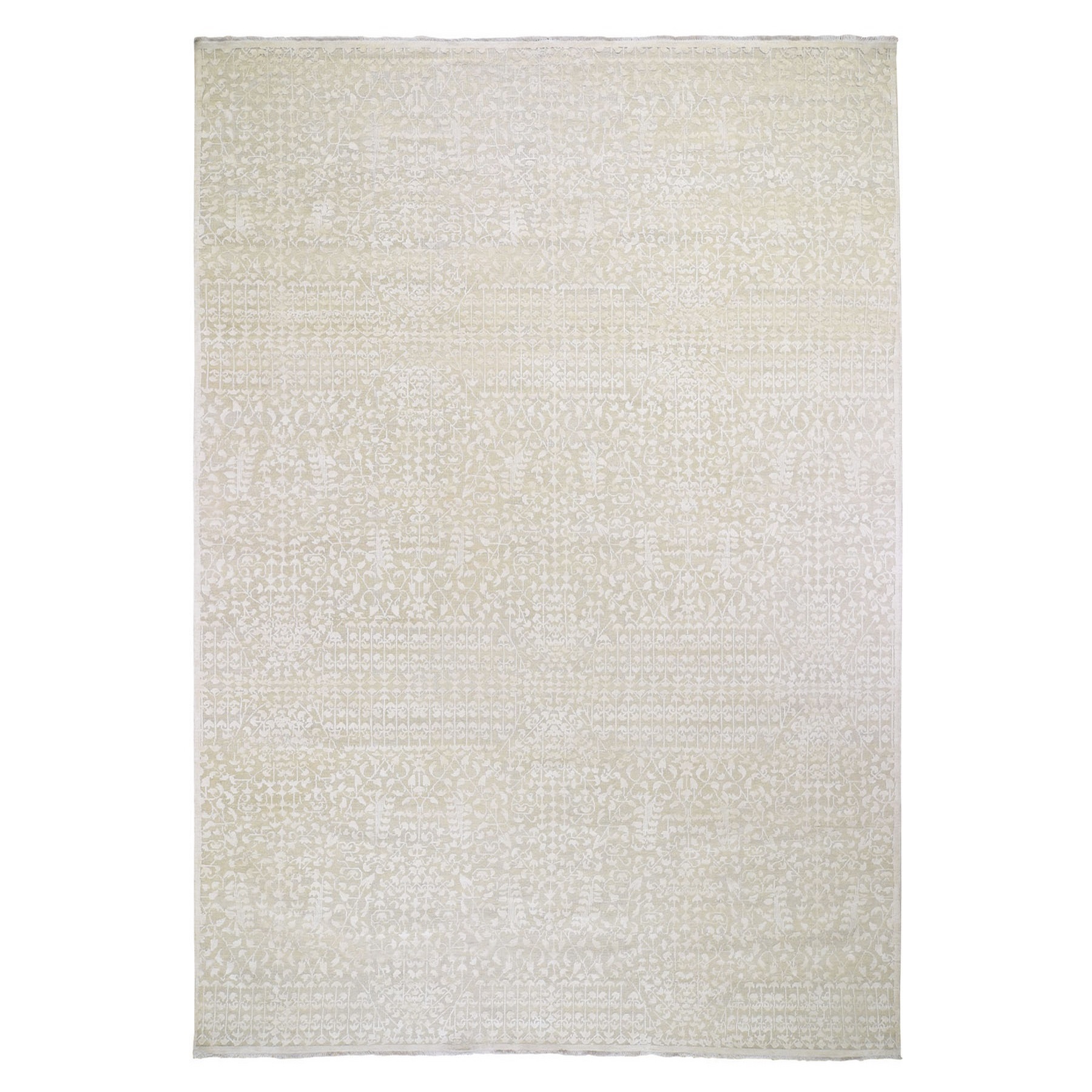 9'9"X14' Hand Knotted Tone On Tone Pure Silk With Textured Wool Oriental Rug moad8ced