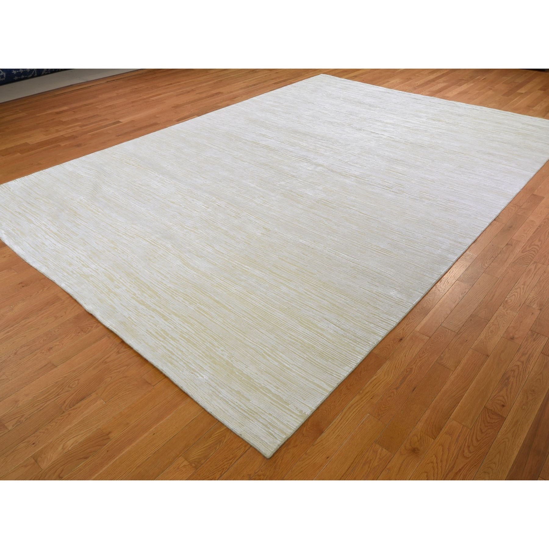 10-x14-5  Hand Knotted Silk With Textured Wool High and Low Pile Grass Design Rug 