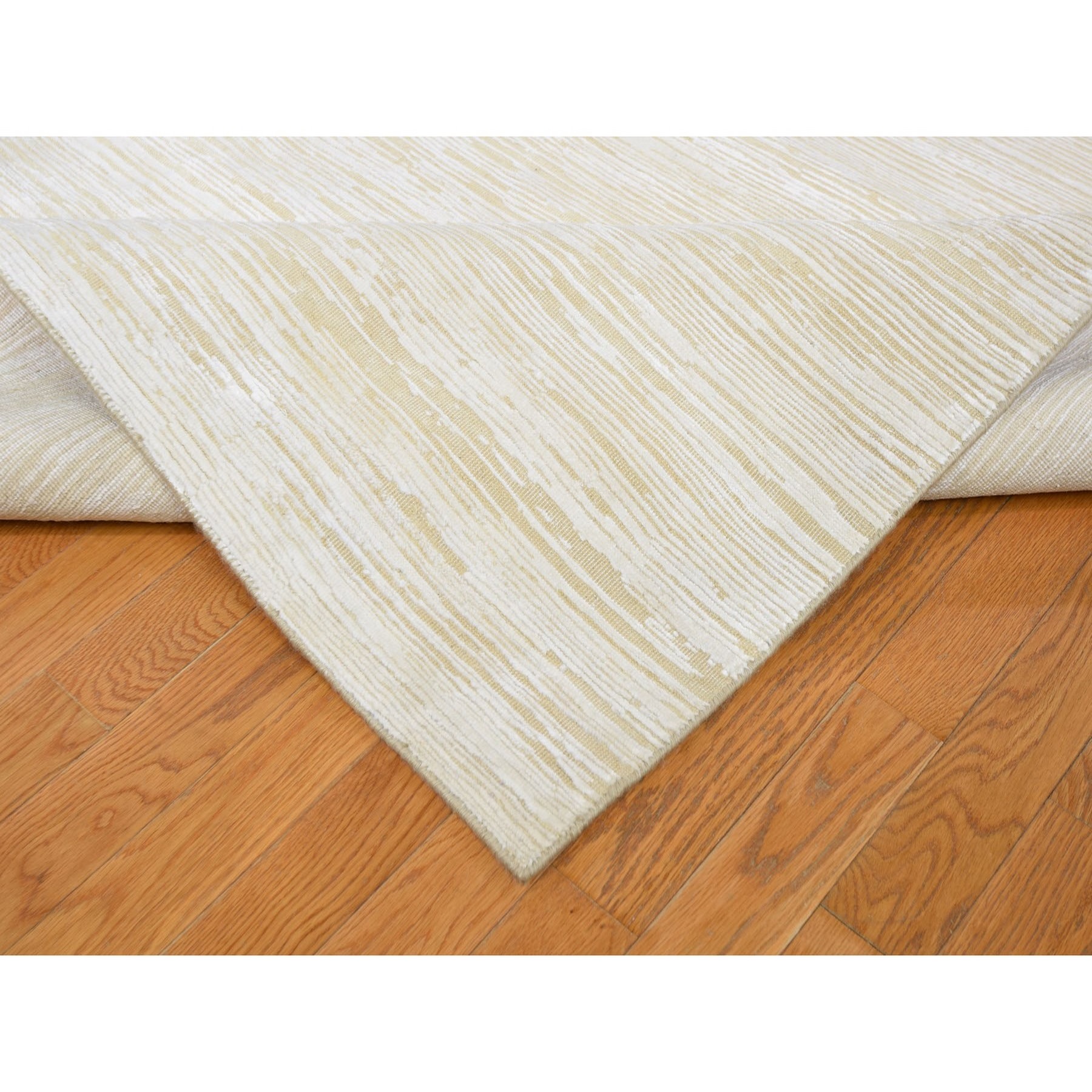 10-x14-5  Hand Knotted Silk With Textured Wool High and Low Pile Grass Design Rug 