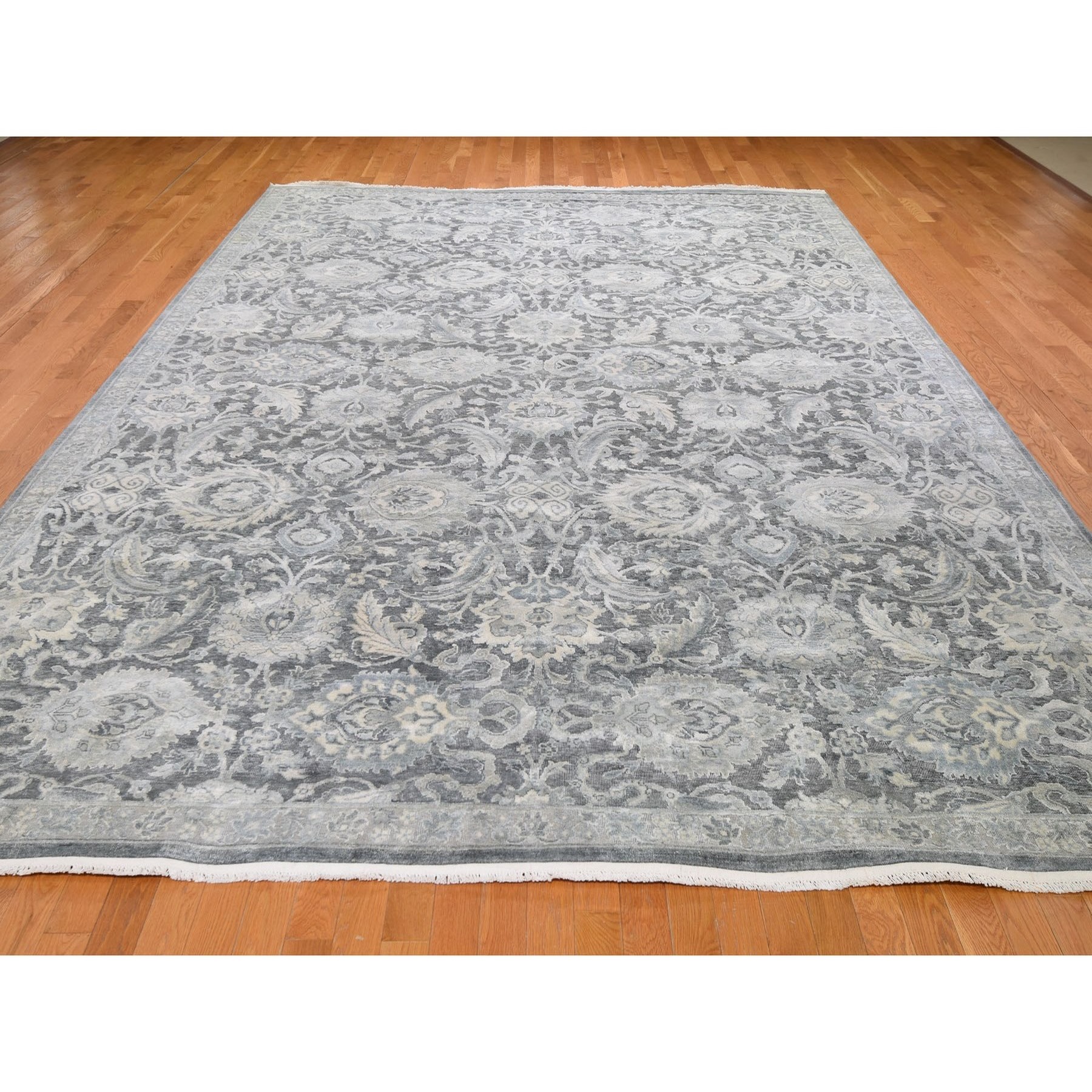 9-10 x14-3  Hand Knotted Oushak Influence Pure Silk with Textured Wool Oriental Rug 