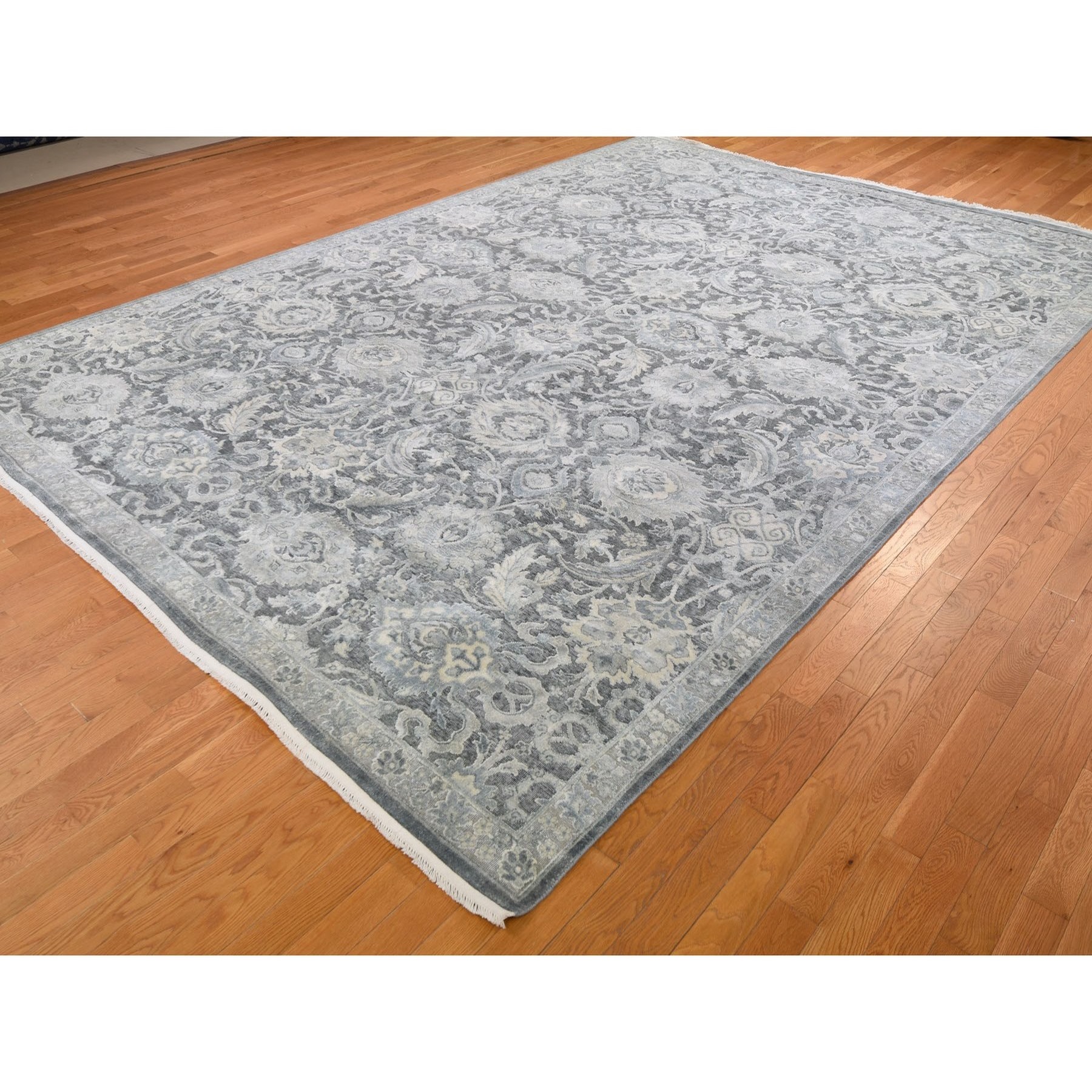 9-10 x14-3  Hand Knotted Oushak Influence Pure Silk with Textured Wool Oriental Rug 