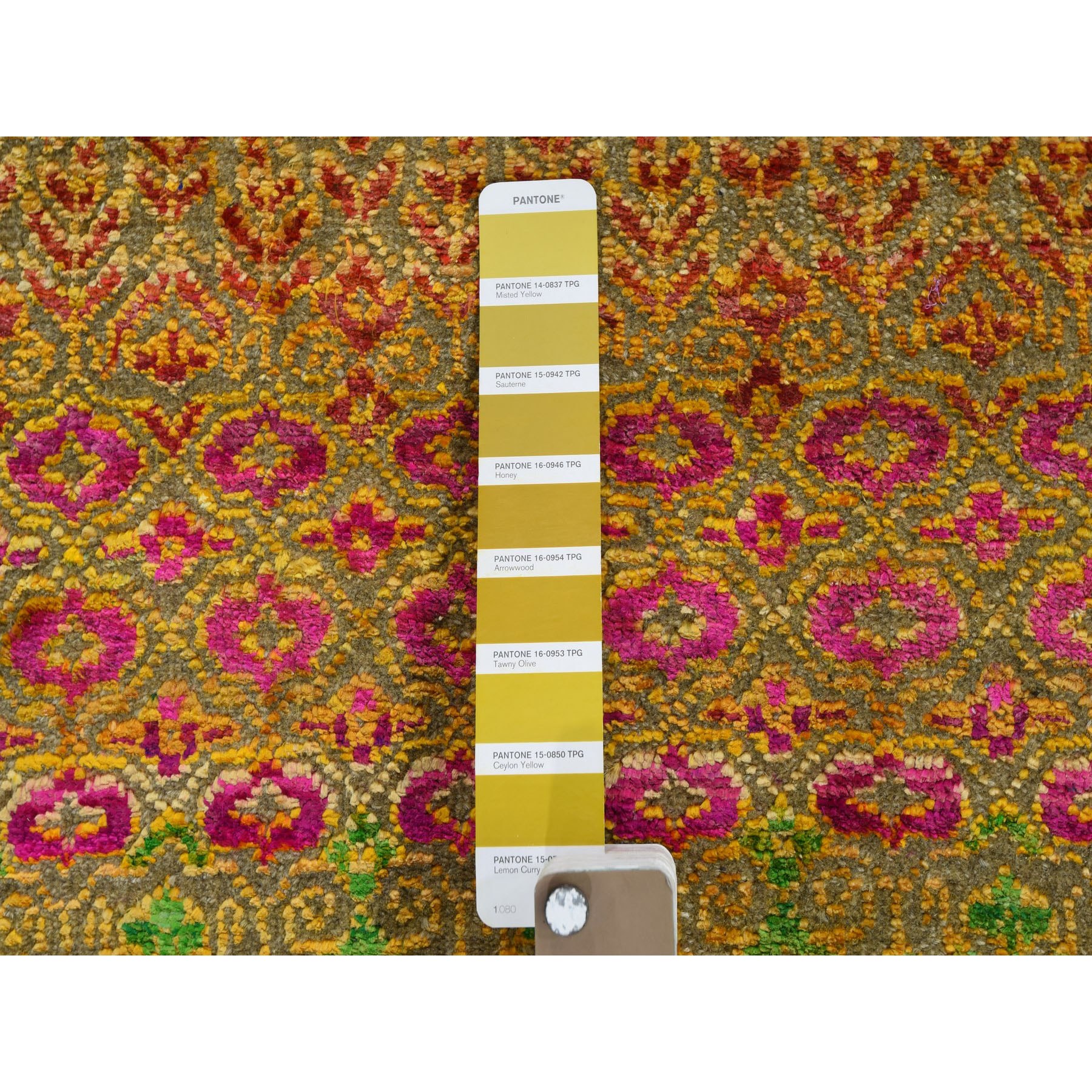 8-10 x12- Colorful Grass Design Sari Silk Textured Wool Modern Hand Knotted Oriental Rug 