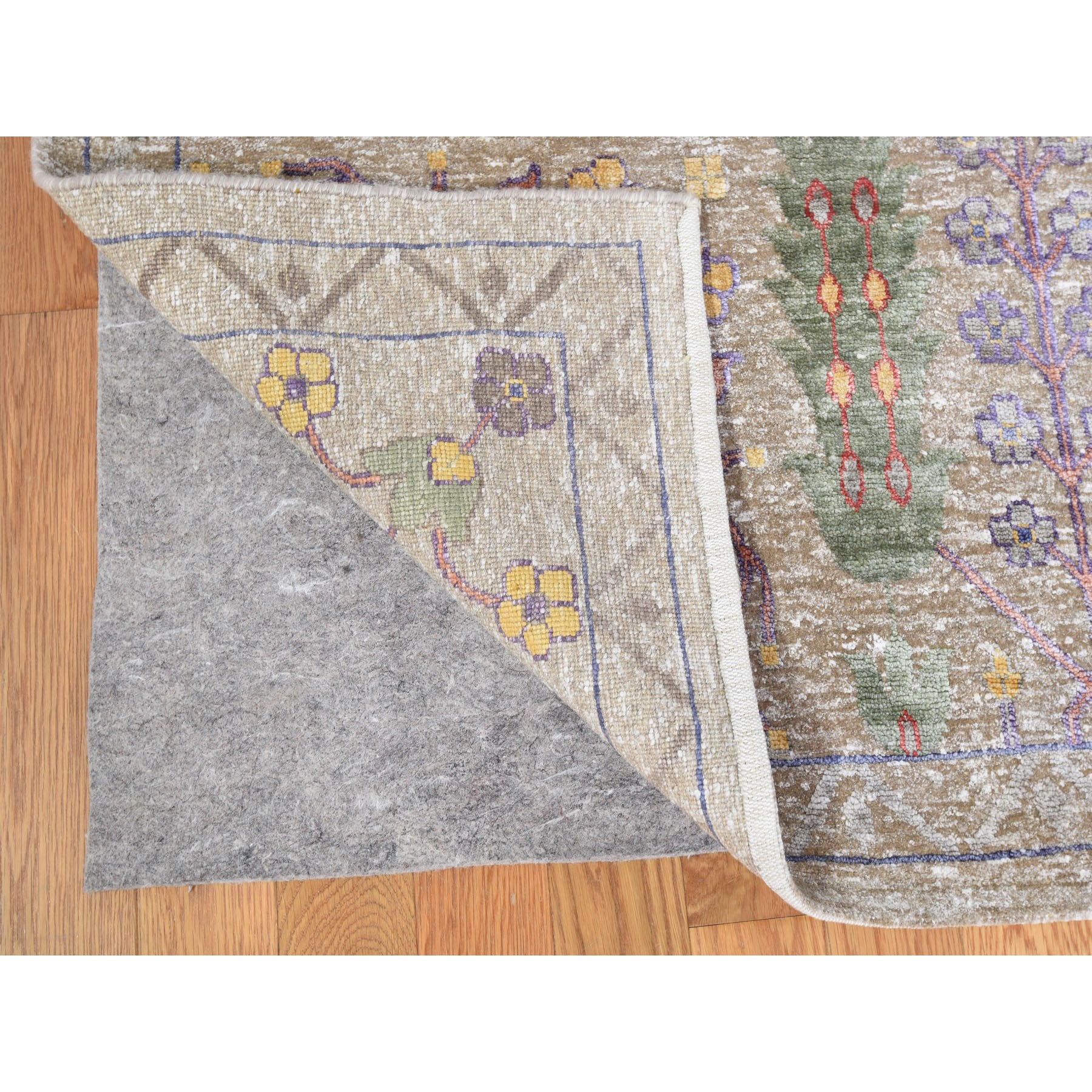 12-x14-10  Oversized Honey Brown Silk With Textured wool vaze Design Hand Knotted Oriental Rug 