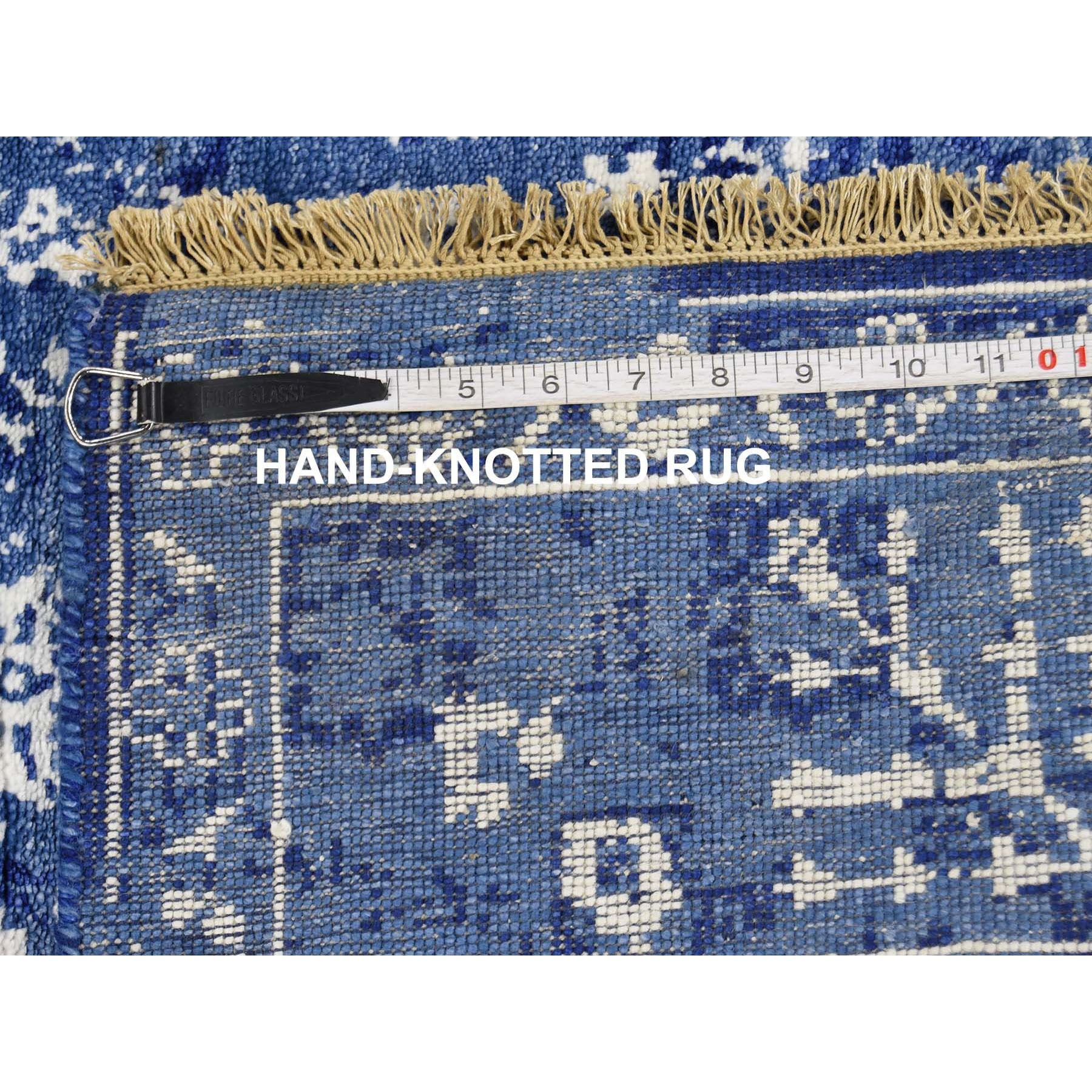 3-1 x5- Blue Wool and Silk Tone On Tone Tabriz Hand Knotted Oriental Rug 