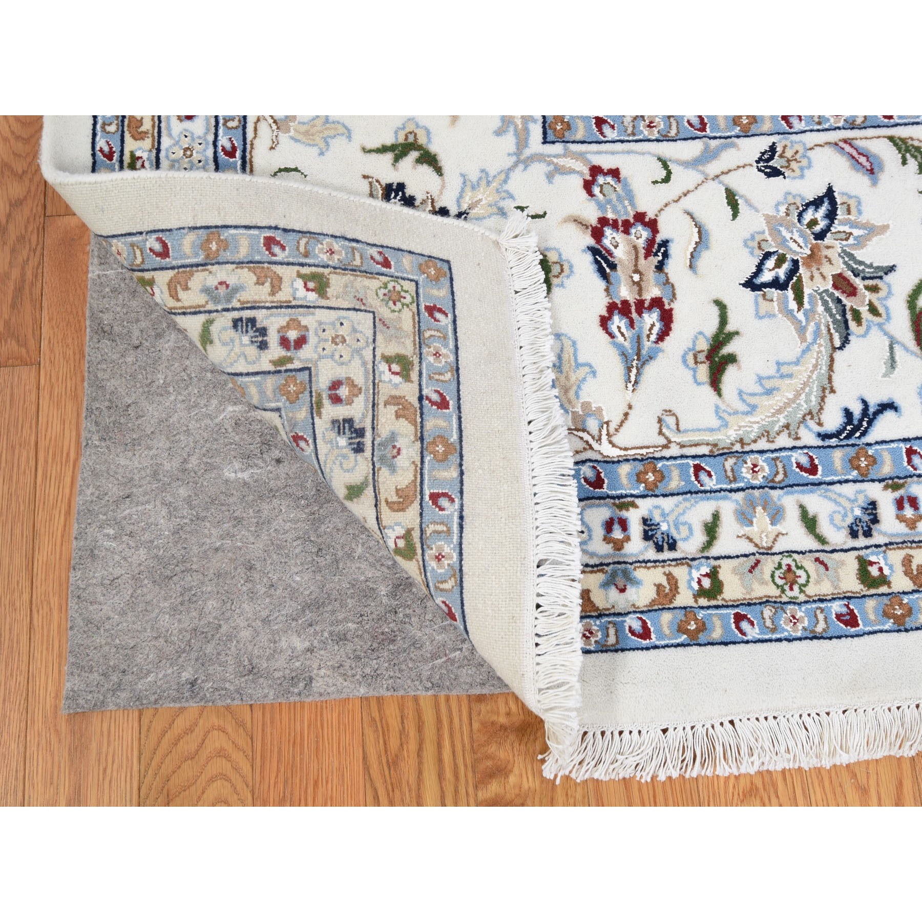 11-8 x15- Oversized Ivory Nain Wool And Silk All Over Design 250 KPSI Hand Knotted Oriental Rug 