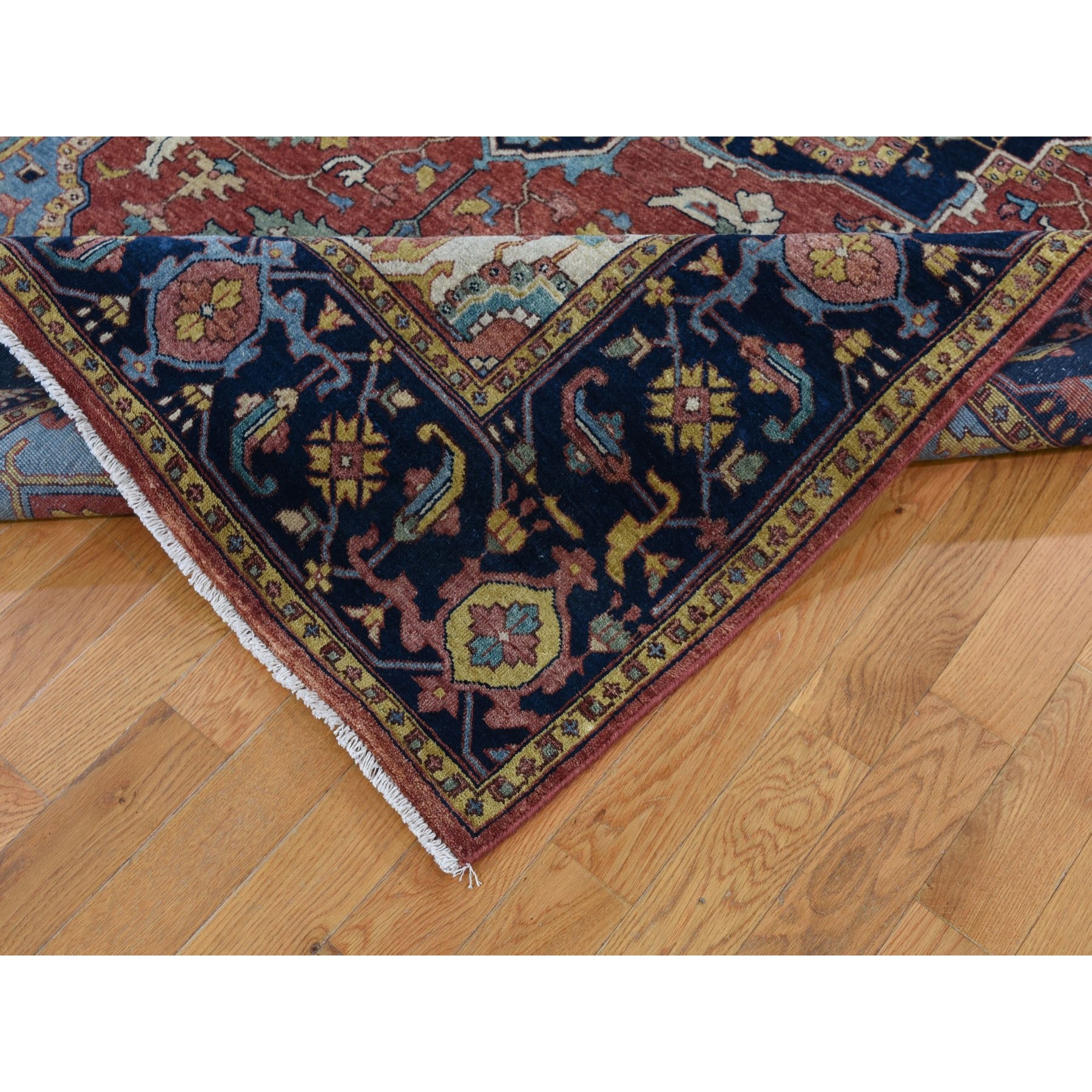 5-10 x9- Antiqued Heriz Re-creation Pure Wool Hand Knotted Oriental Rug 