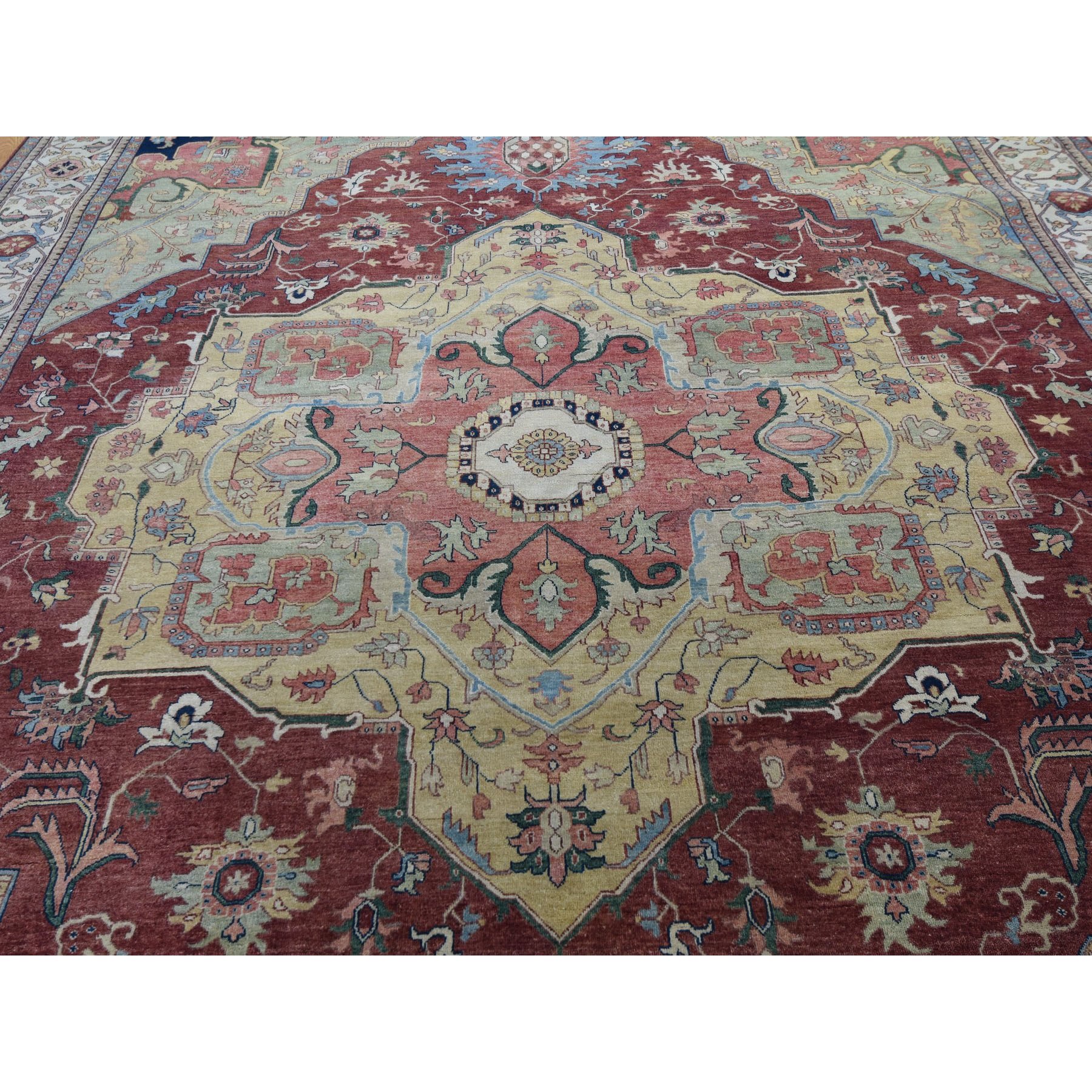10-x14- Antiqued Heriz Re-Creation Pure Wool Hand Knotted Oriental Rug 