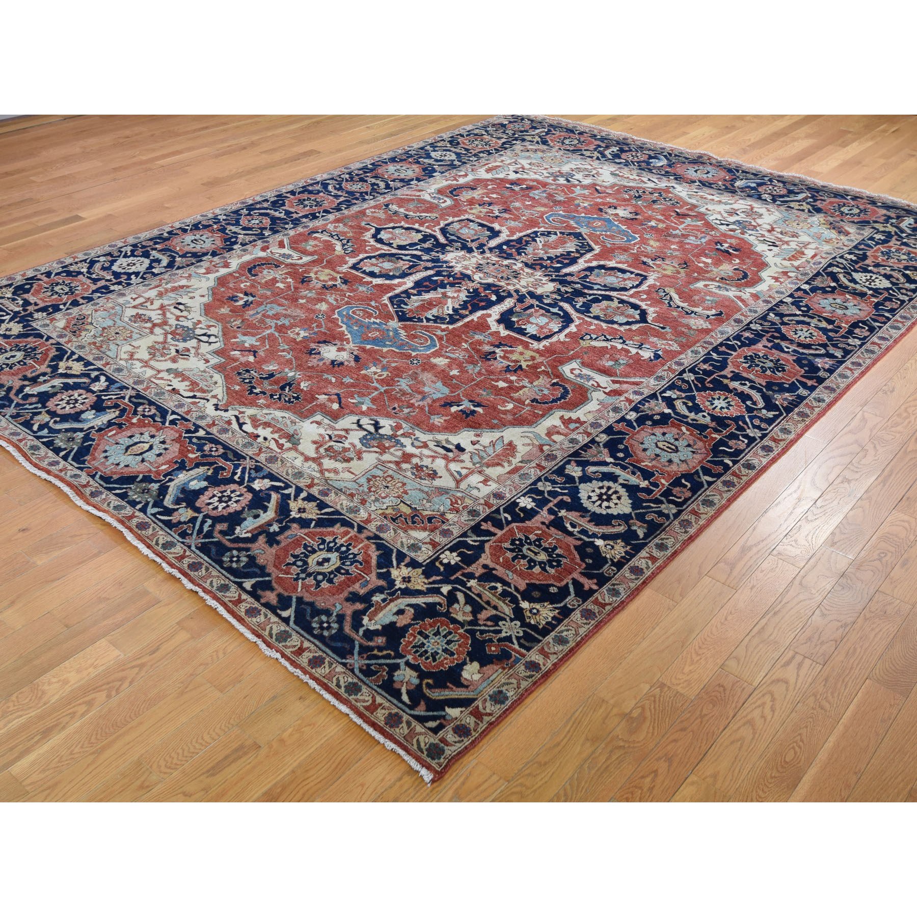 9-1 x12-1  Antiqued Heriz Re-Creation Pure Wool Hand Knotted Oriental Rug 