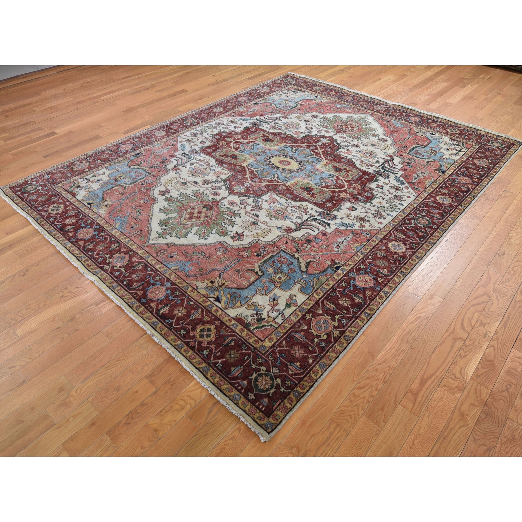 8-x10- Antiqued Heriz Re-Creation Hand Knotted Pure Wool Oriental Rug 