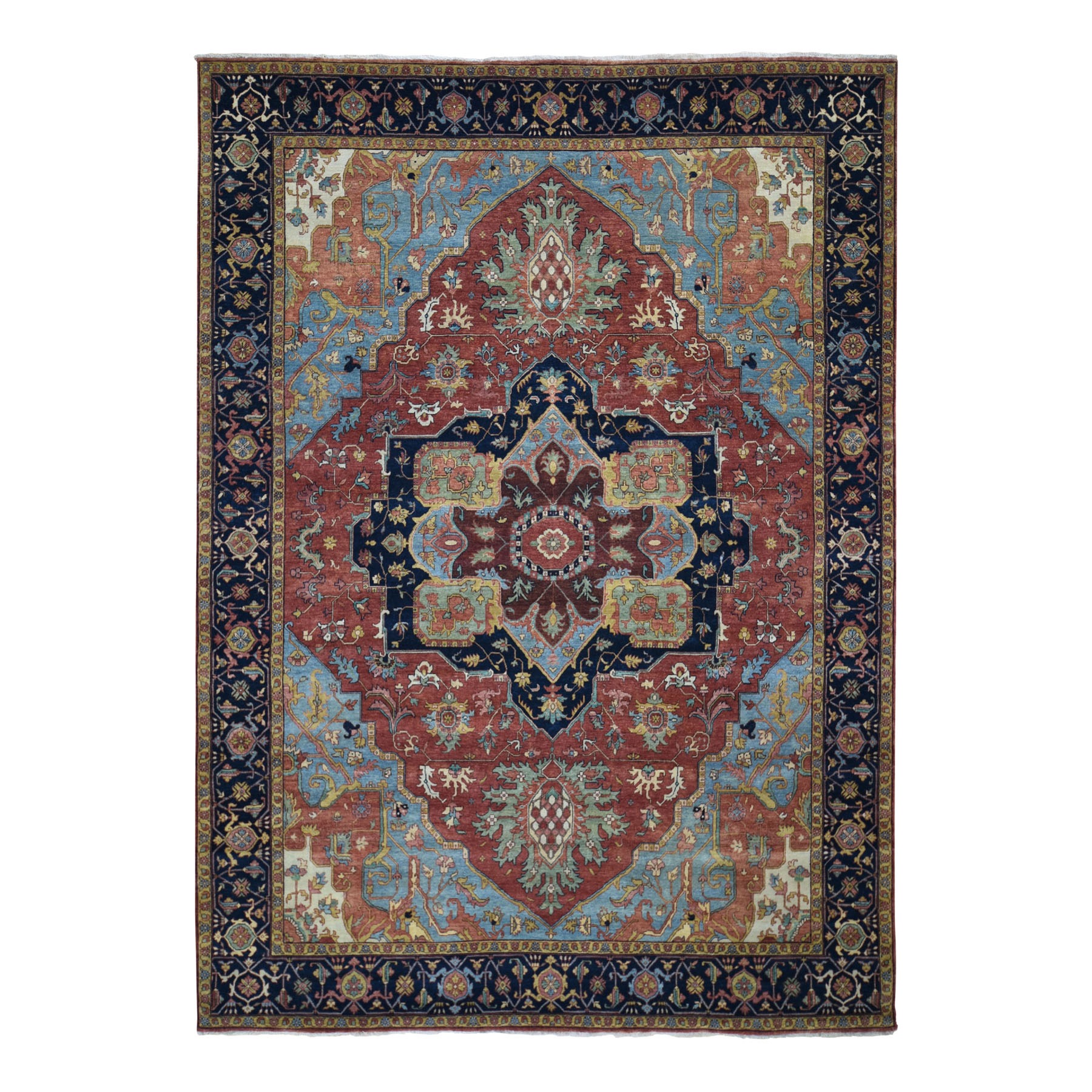 8'10"X12'3" Antiqued Heriz Re-Creation Pure Wool Hand Knotted Oriental Rug moad8dcb
