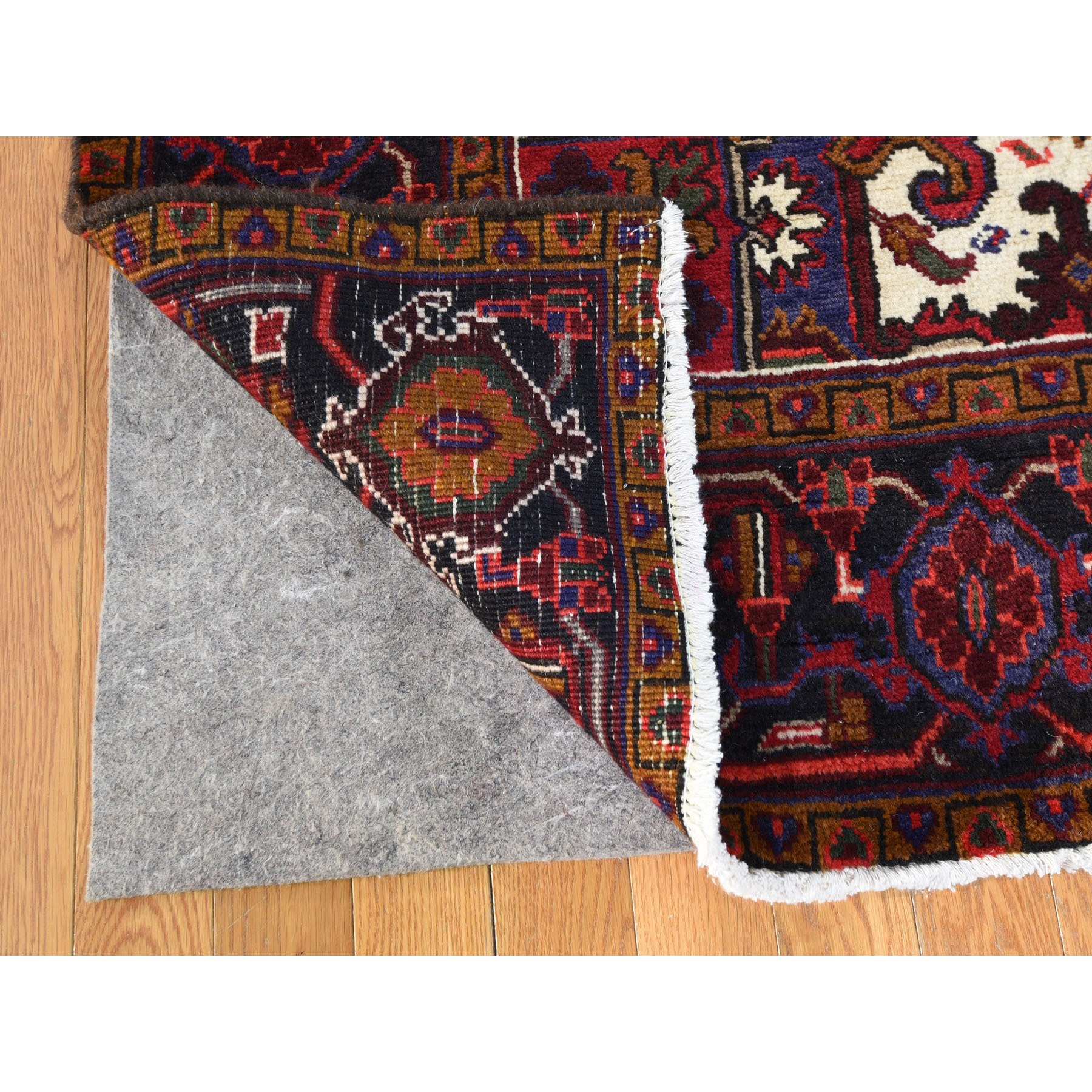 6-8 x9-8  Vintage Persian Heriz Full Pile Thick And Plush Geometric Design Hand Knotted Oriental Rug 