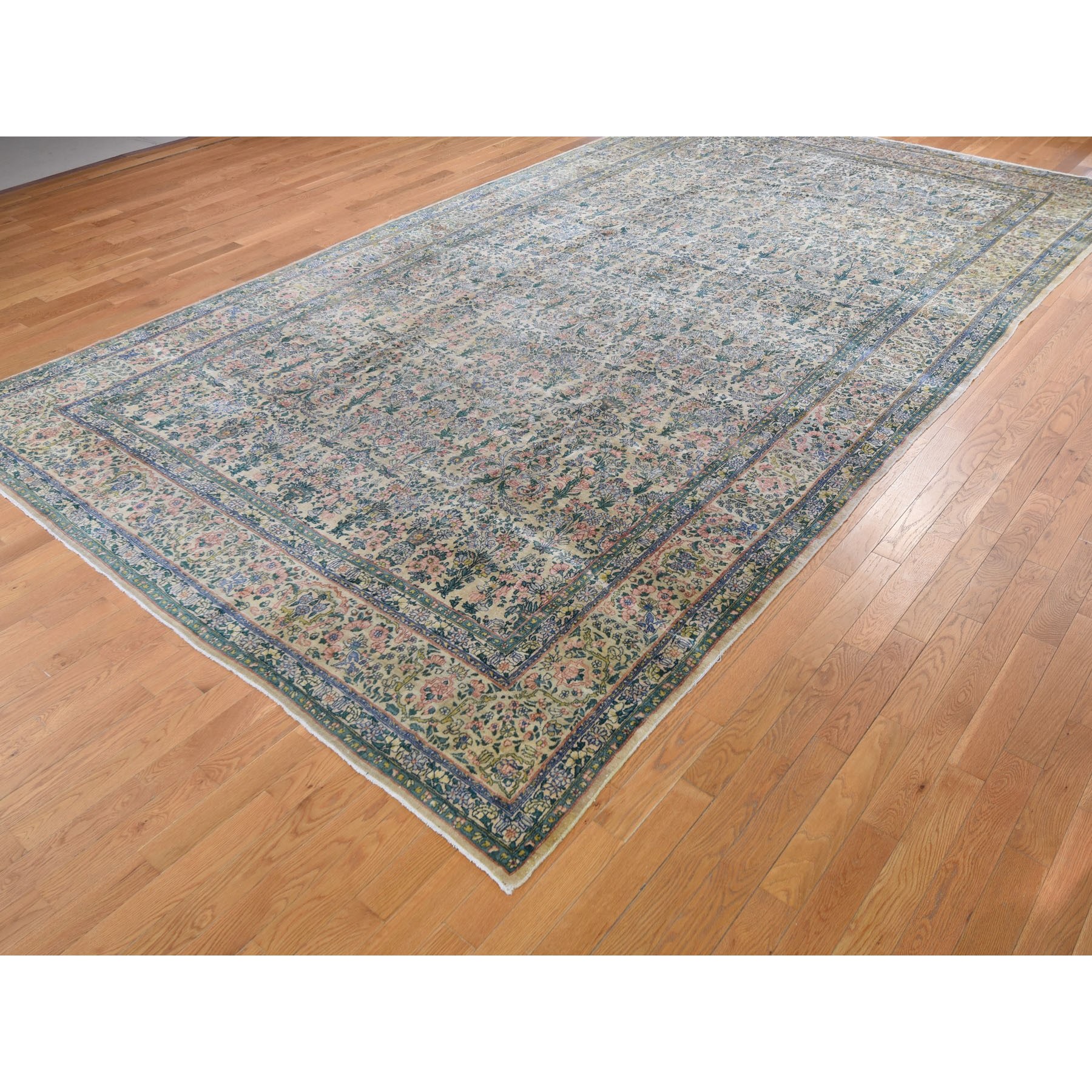 9-x16- Gallery Size Antique Persian Kerman Even Wear Hand Knotted Oriental Rug 