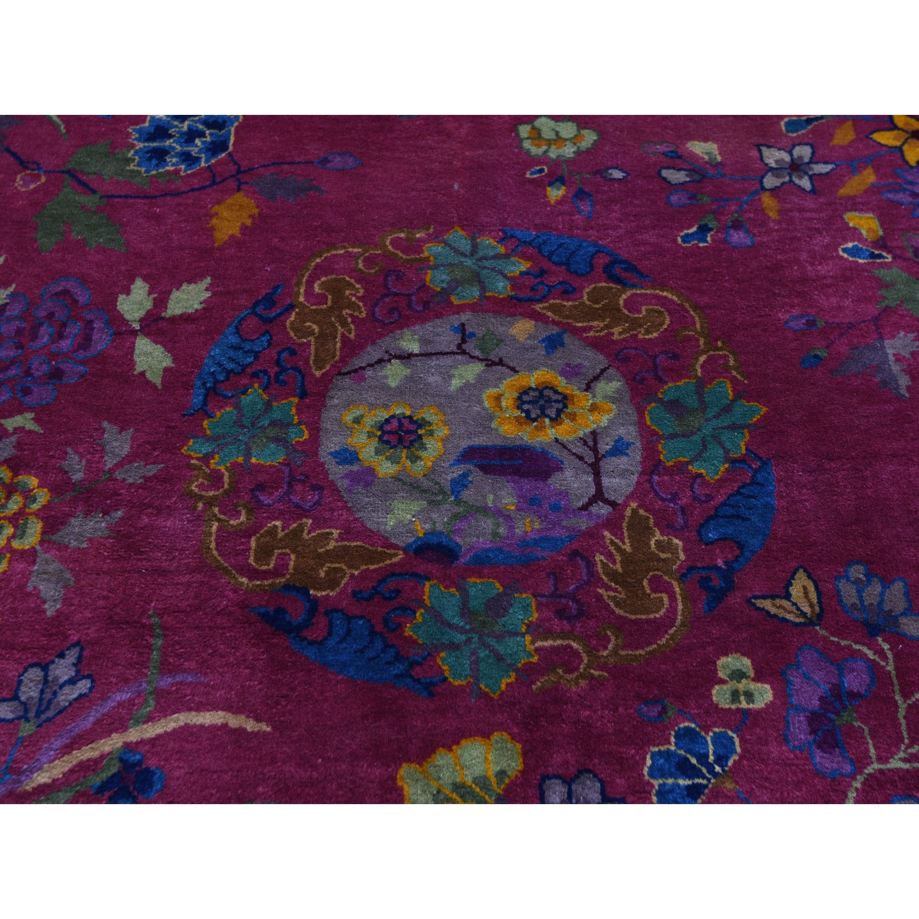9-x11-8  Beet Red Antique Chinese Art Deco Good Condition Clean Hand Knotted Oriental Rug 