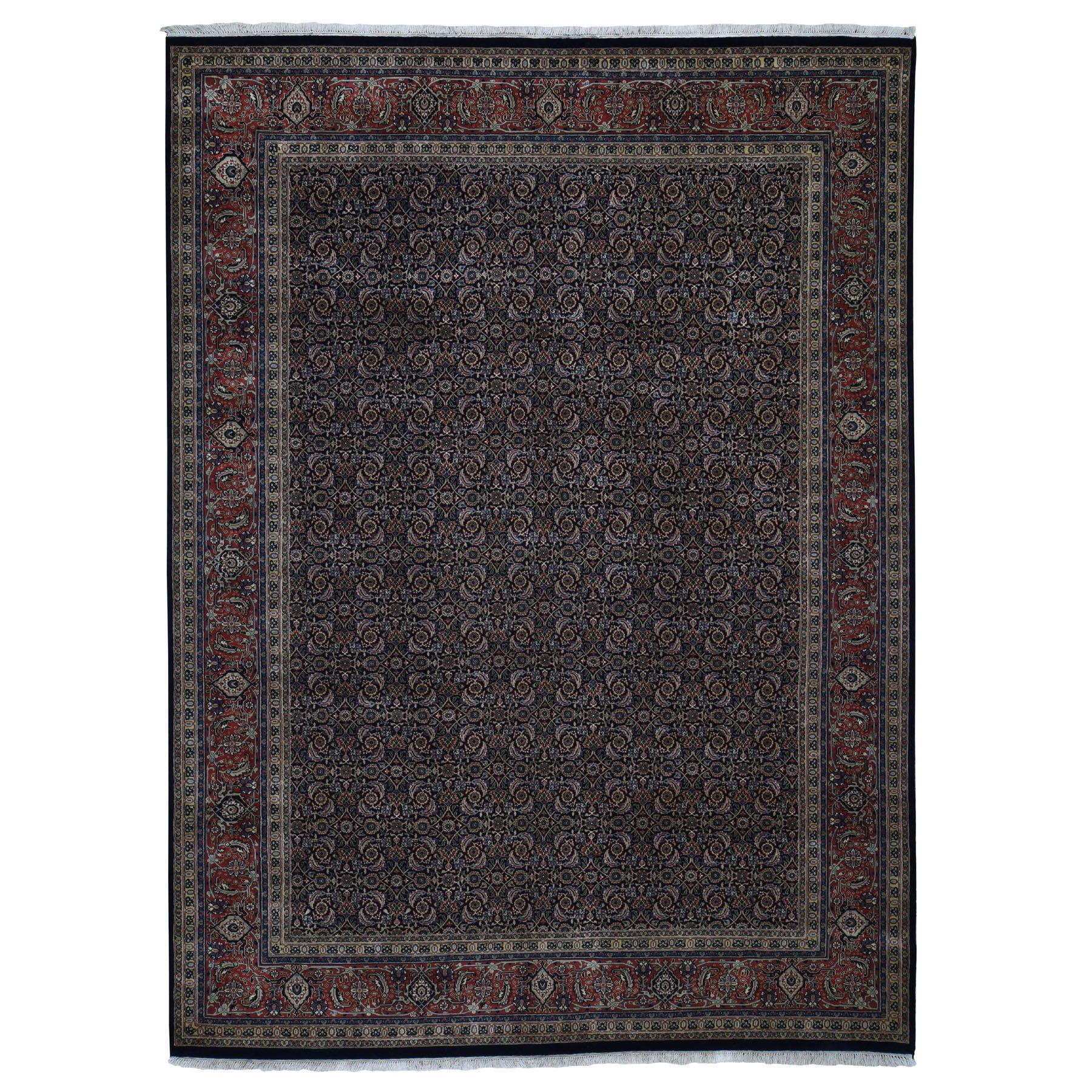 9'X12'3" Herati Fish Design 175 Kpsi Hand Knotted Wool And Silk Oriental Rug moad8d7b