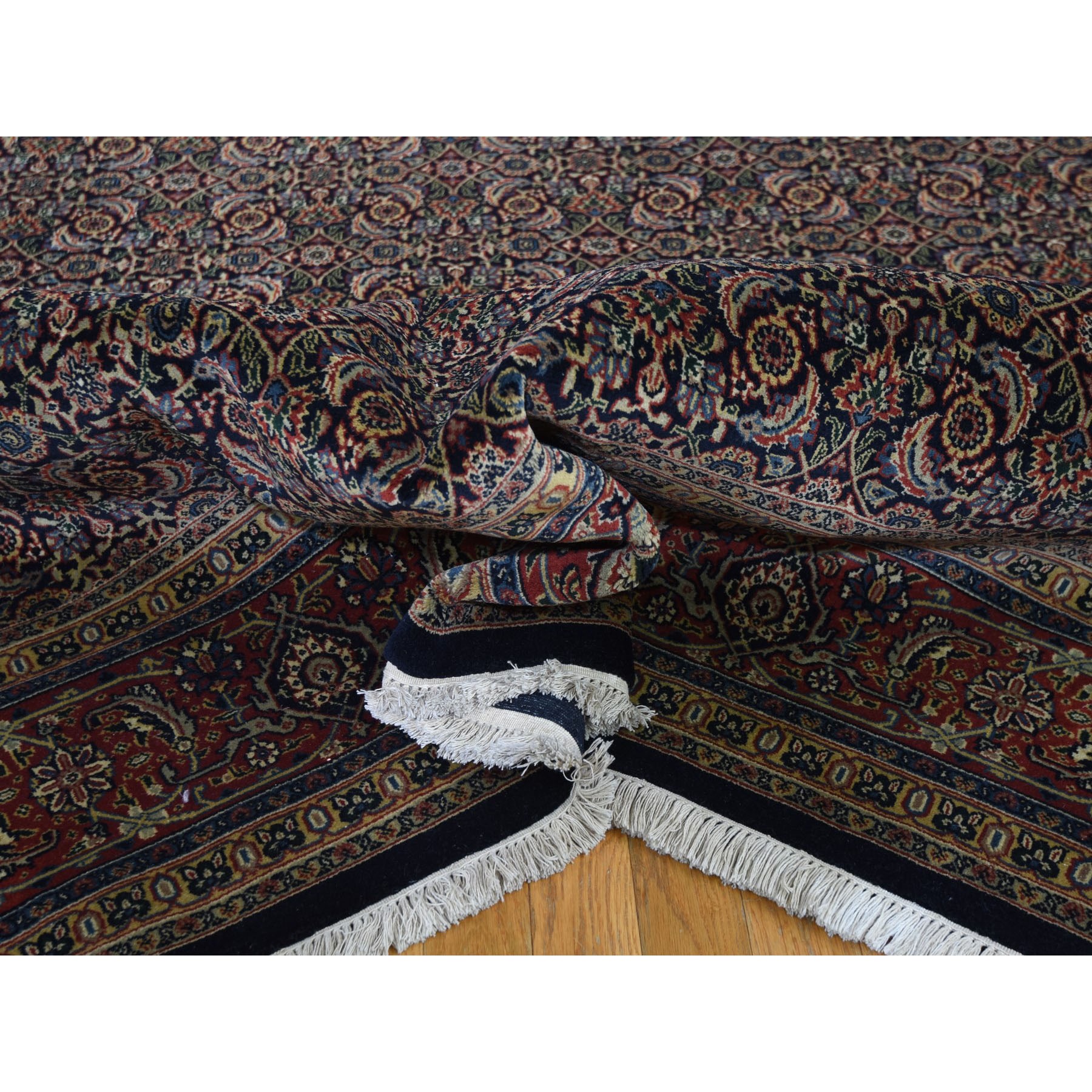 9-x12-3  Herati Fish Design 175 KPSI Hand Knotted Wool And Silk Oriental Rug 