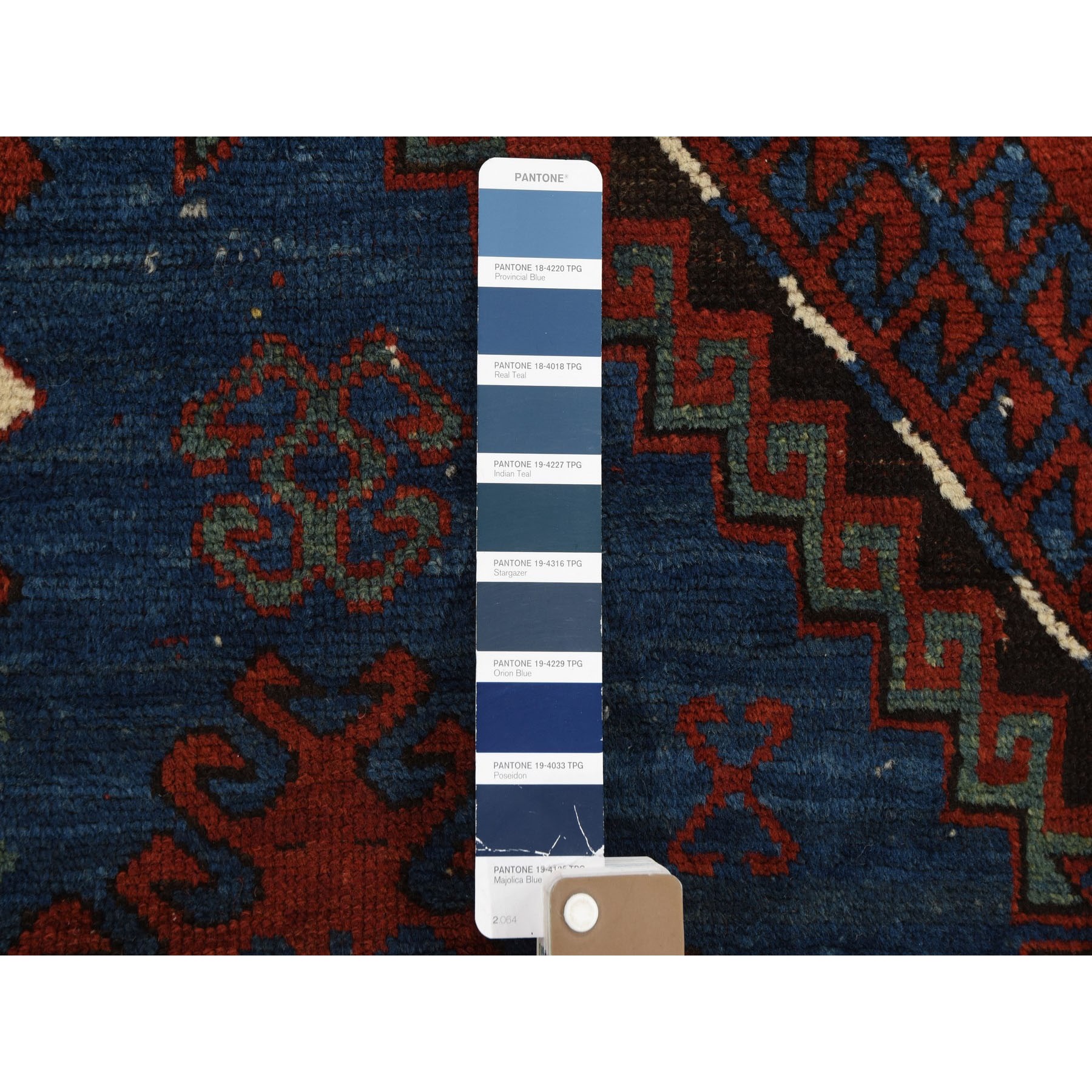 4-9 x7-1  Blue Antique Caucasian Kazak Exc Condition Hand Knotted Oriental Rug 