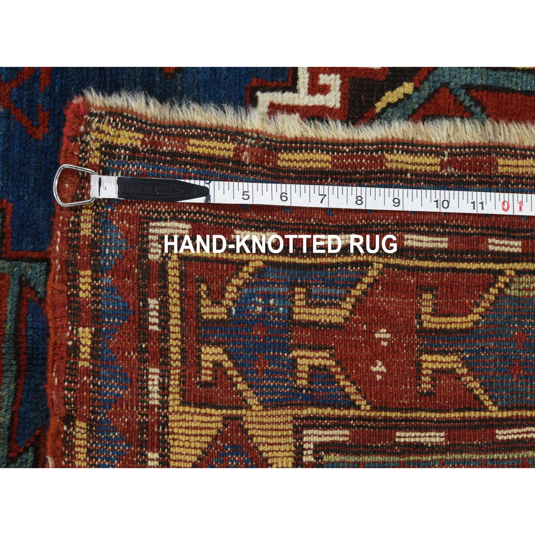 4-9 x7-1  Blue Antique Caucasian Kazak Exc Condition Hand Knotted Oriental Rug 