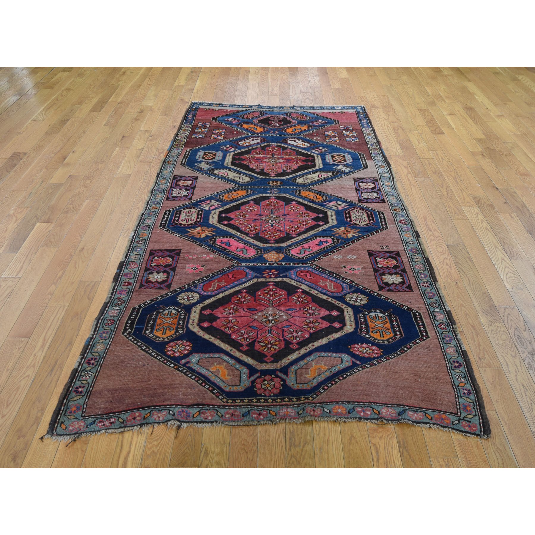 4-4 x8-6  Antique Caucasian Karabakh Good Condition Hand Knotted Oriental Rug 