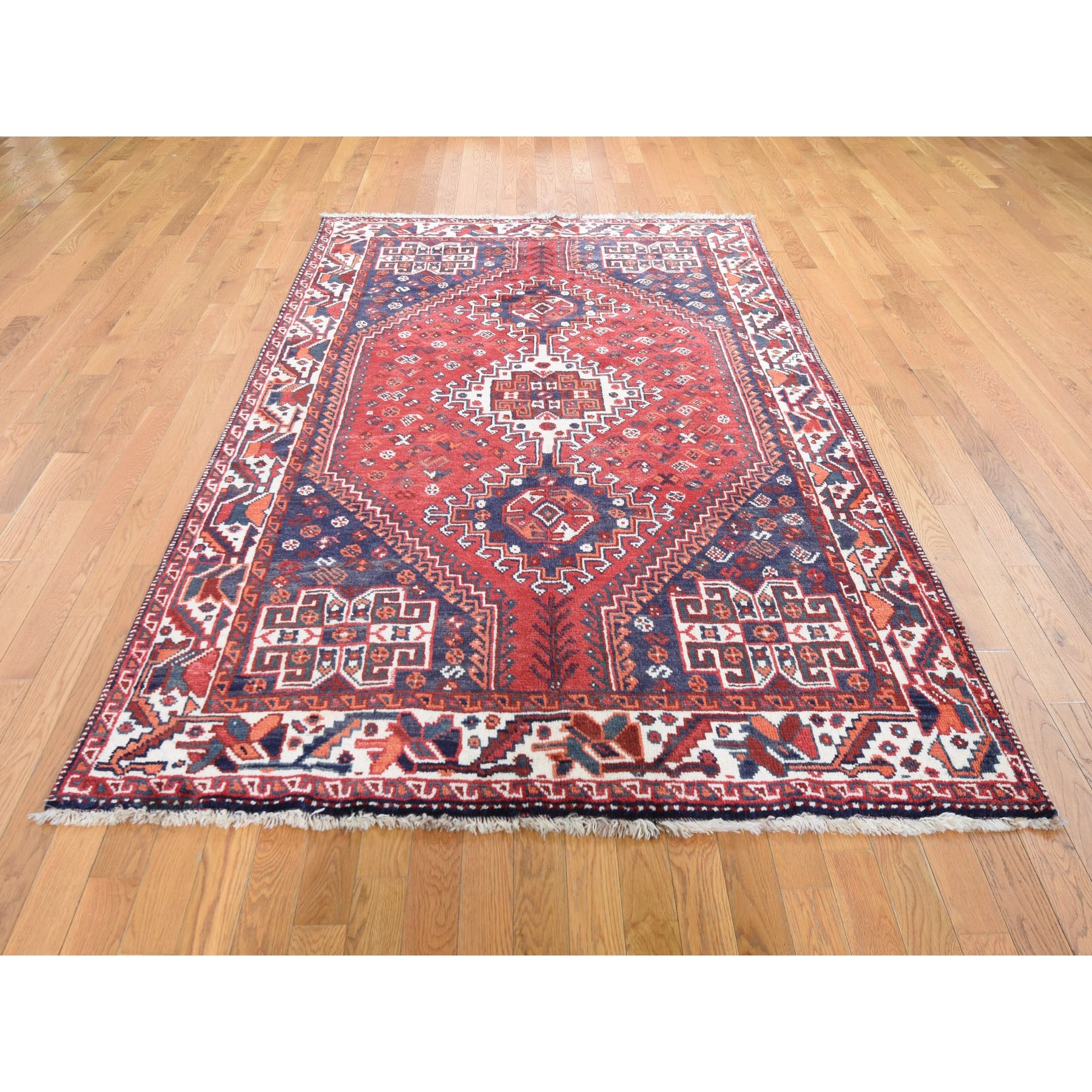 5-6 x8-4  Red New persian Shiraz Pure Wool Hand Knotted Oriental Rug 