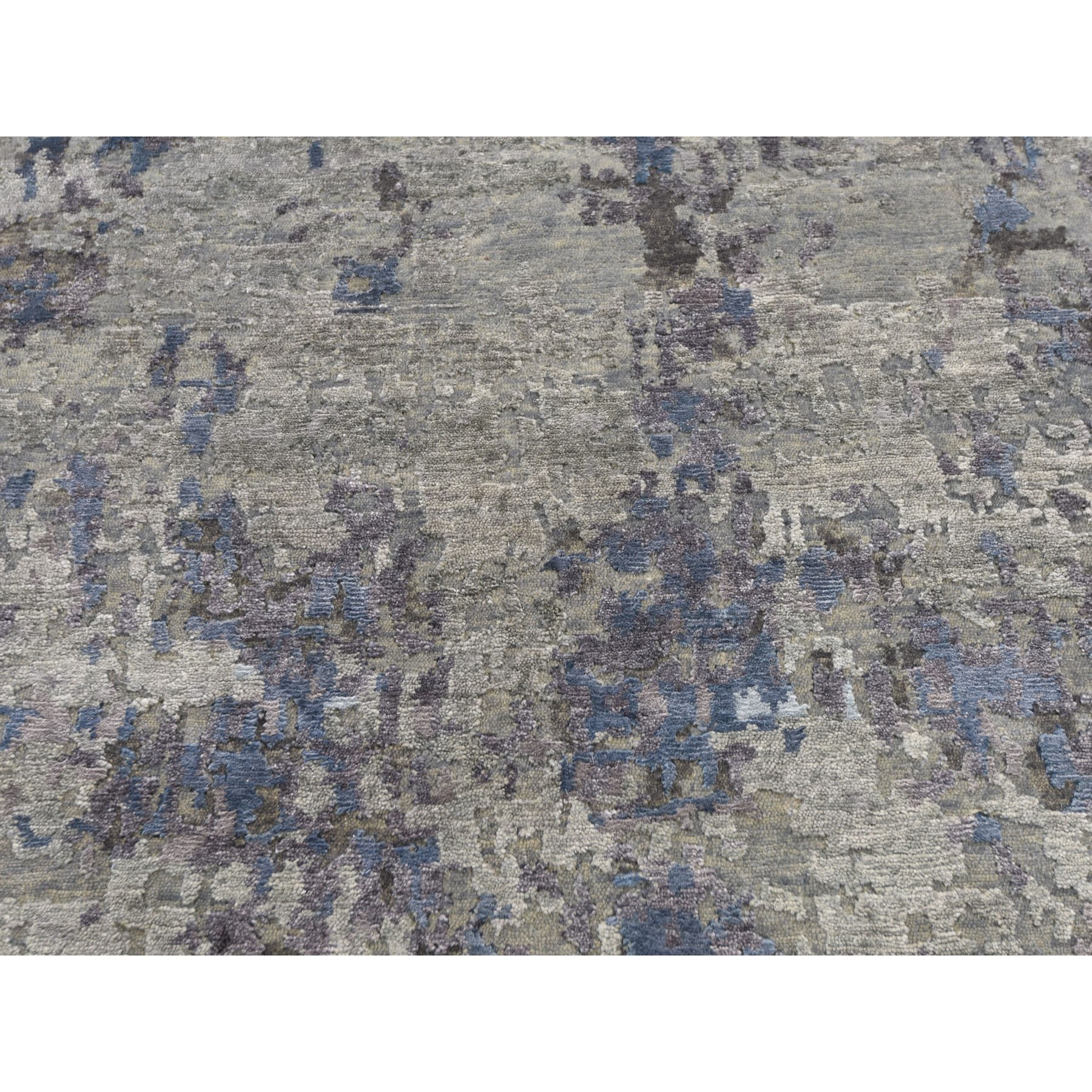6-x8-10  Hi-Low Pile Abstract Design Wool And Silk Hand Knotted Oriental Rug 