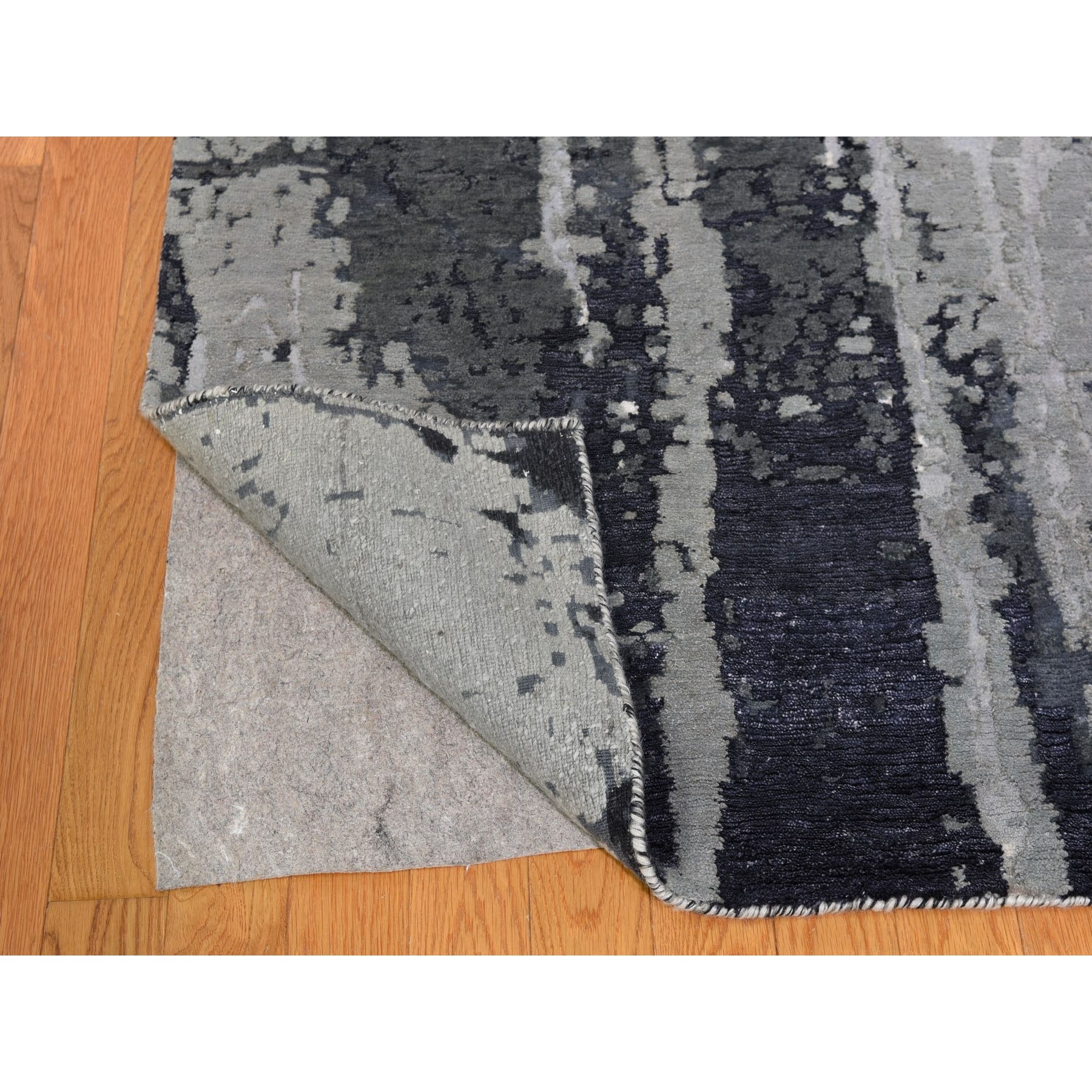 9-2 x11-10  Gray Abstract Design Wool and Silk Hand Knotted Oriental Rug 