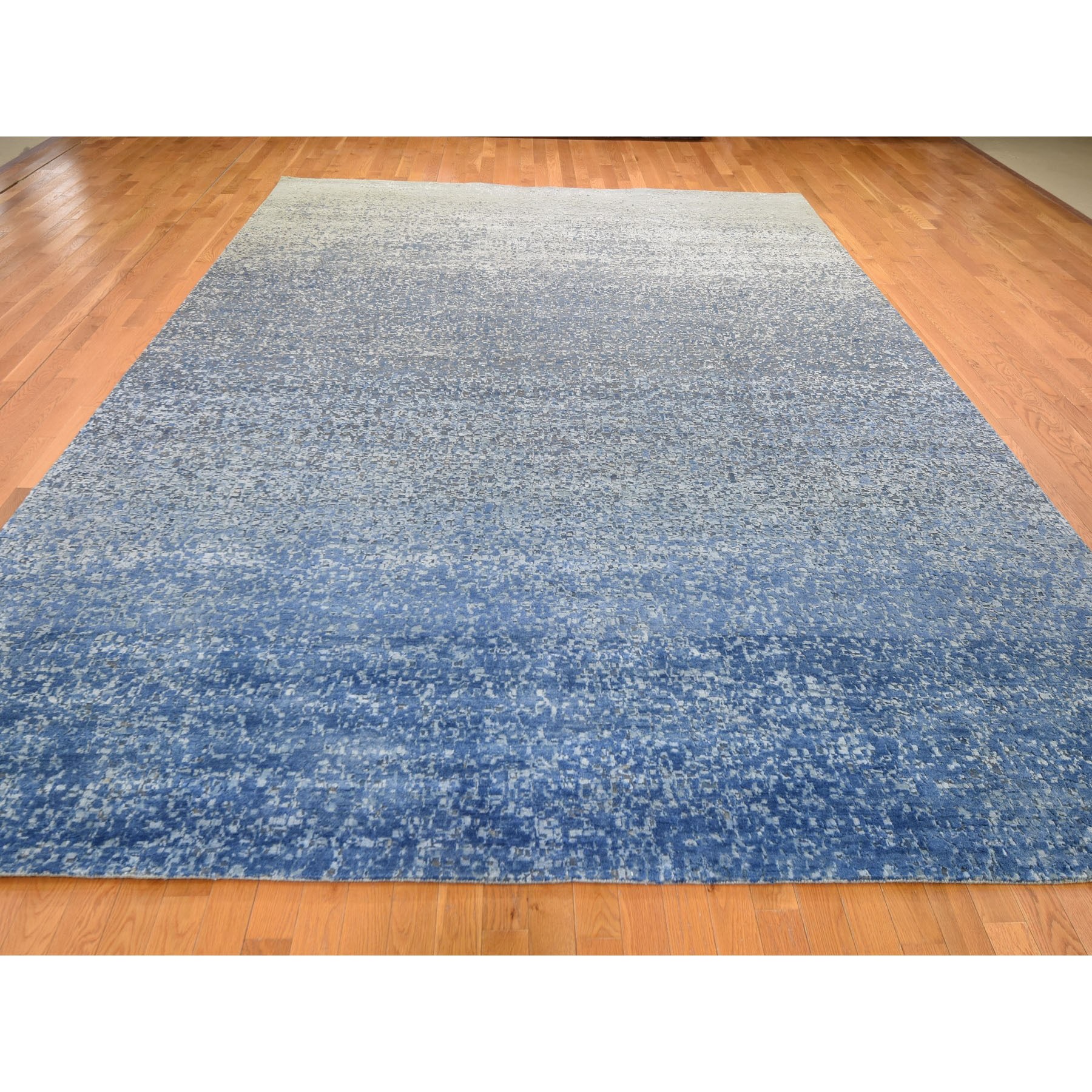 10-x14- Pure Silk With Textured Wool Dissipating Design Hand Knotted Oriental Rug 