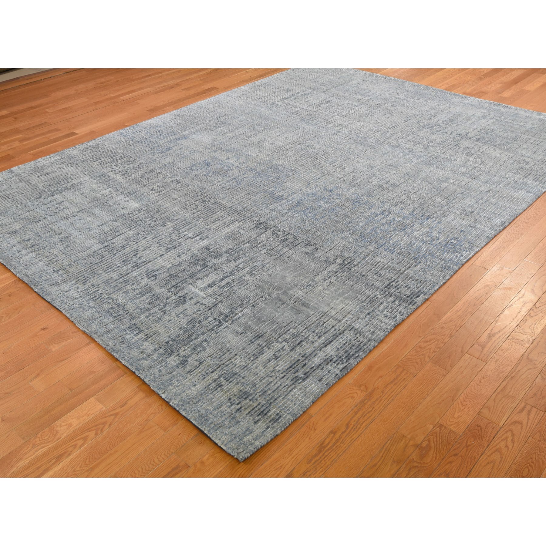 8-10 x11-5   The Dripping, Pure Silk With Textured Wool Hand Knotted Oriental Rug 